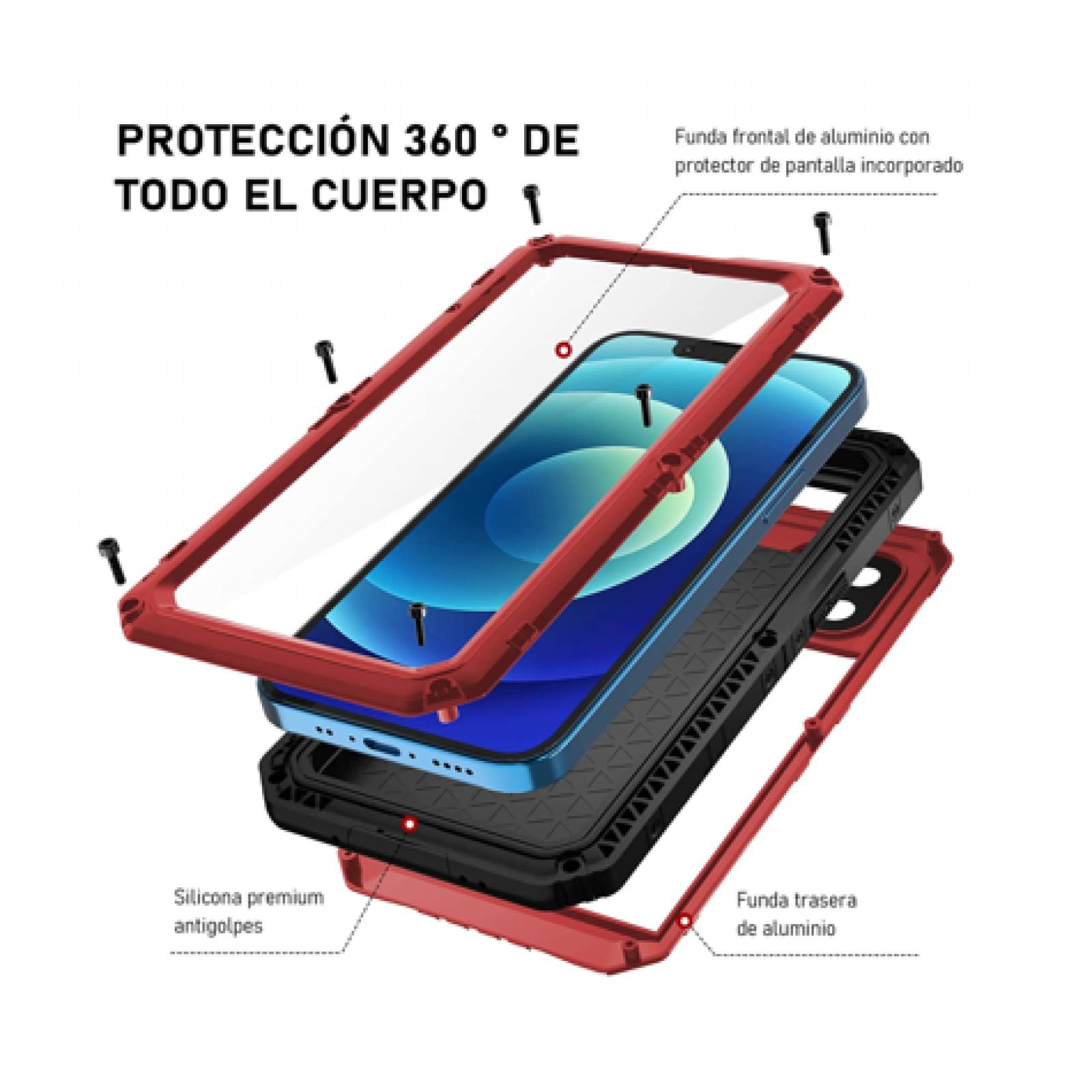 Funda Impermeable IP68 para iPhone 12 antigolpes Uso Rudo