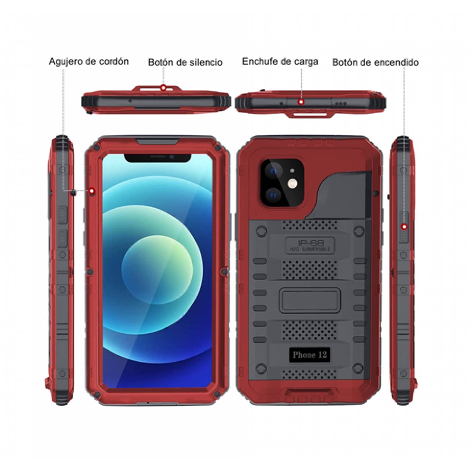 Funda Impermeable IP68 para iPhone 12 antigolpes Uso Rudo