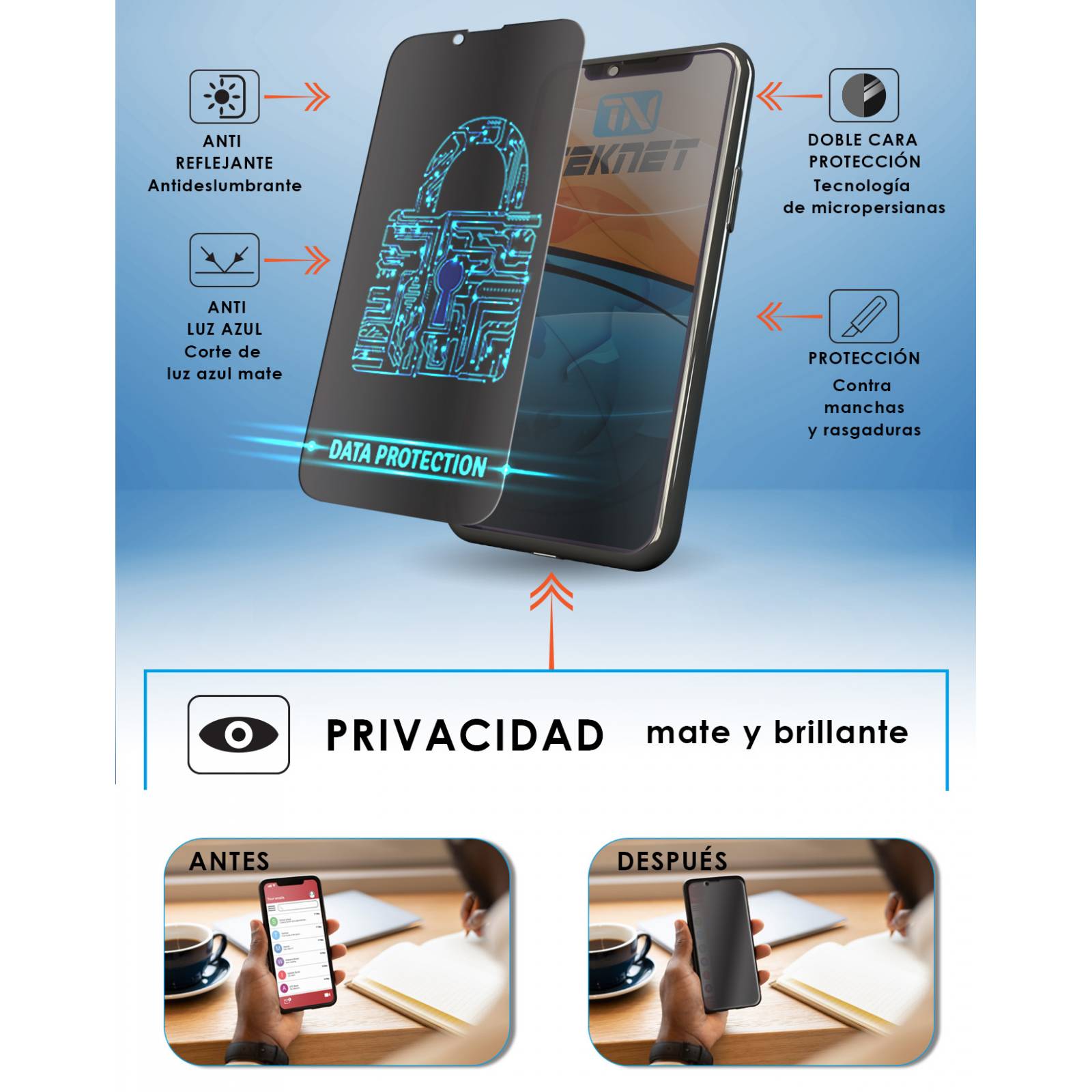 Protector  para iPhone 15 Pantalla Privacidad + aplicador