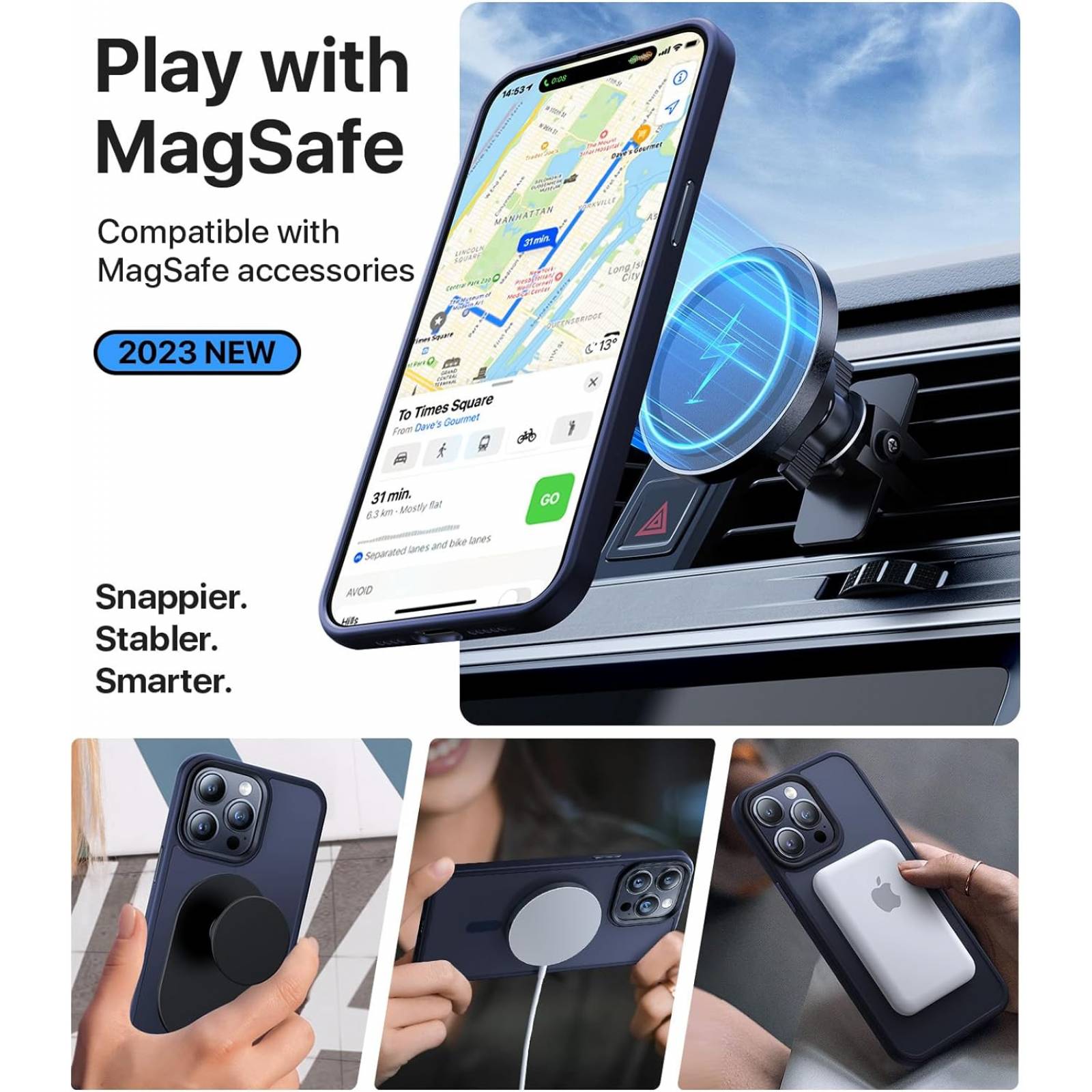 Funda Case MagSafe Mate translúcida para IPhone 15 Pro Max