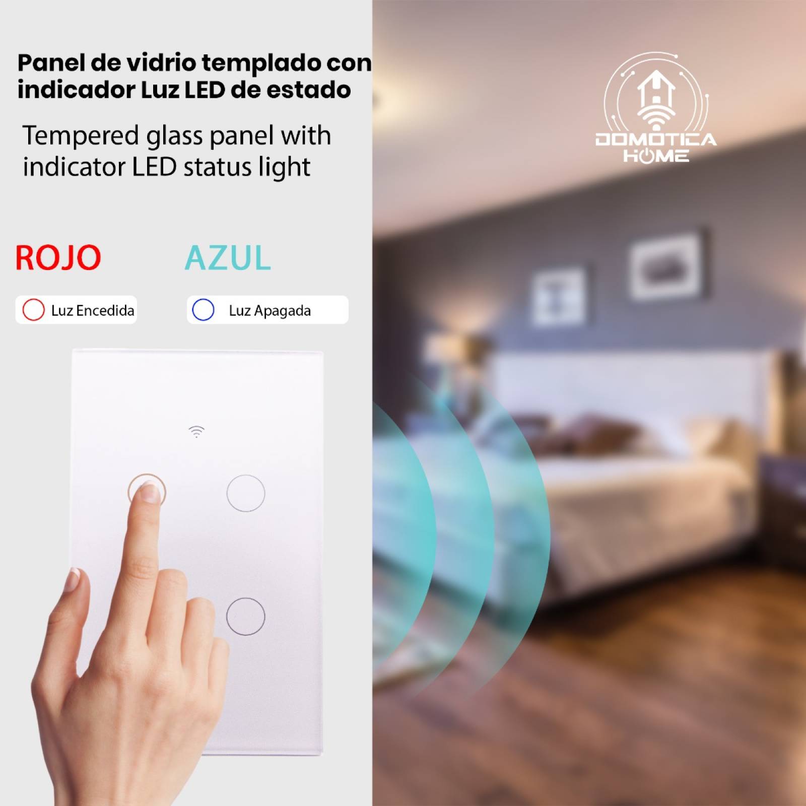  Interruptor de luz táctil inteligente WiFi de pared, panel de  vidrio, control remoto inalámbrico por aplicación móvil en cualquier lugar,  compatible con Alexa, función de temporizador, no requiere : Herramientas y