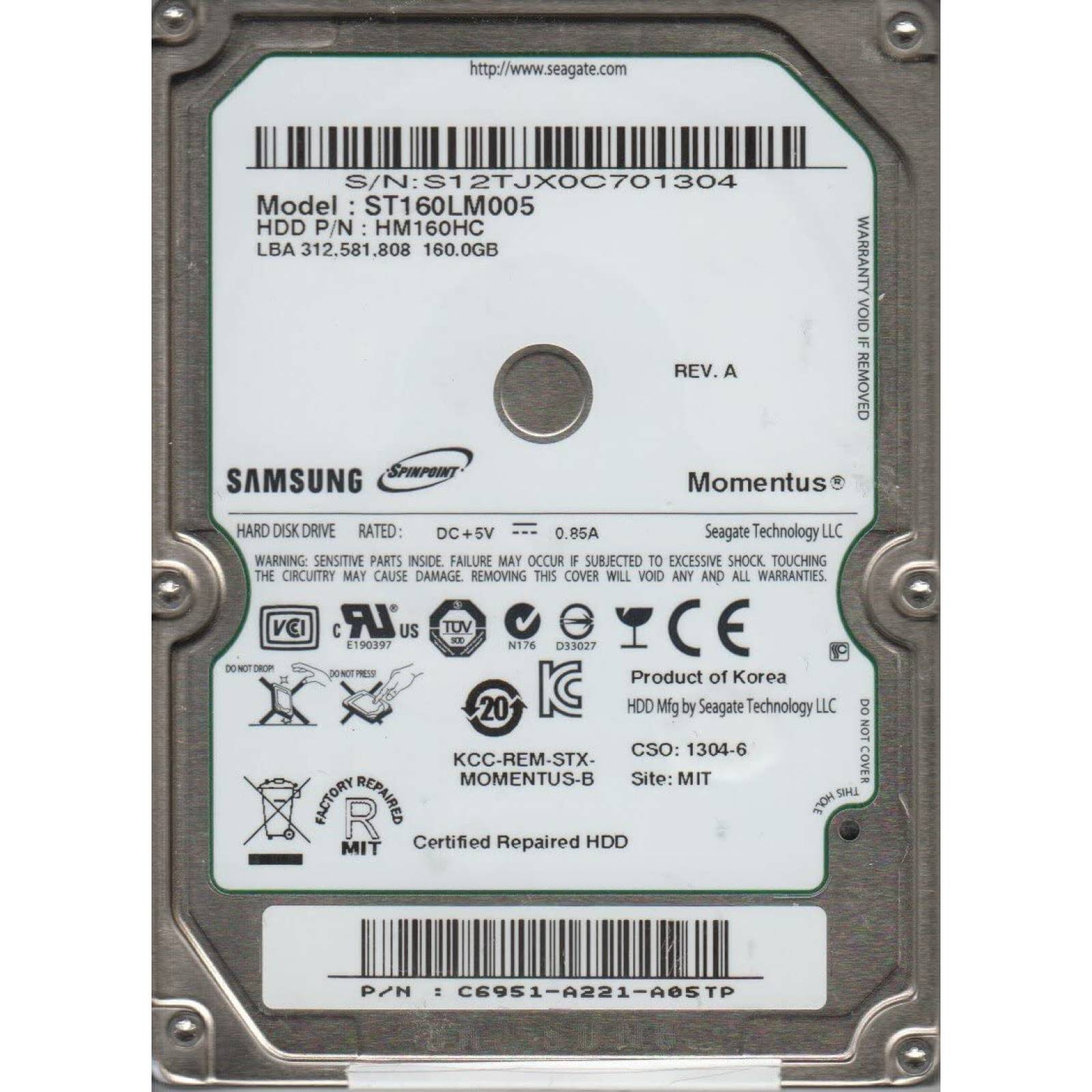 Disco Duro Externo Samsung ST 160 160 GB Refurbished