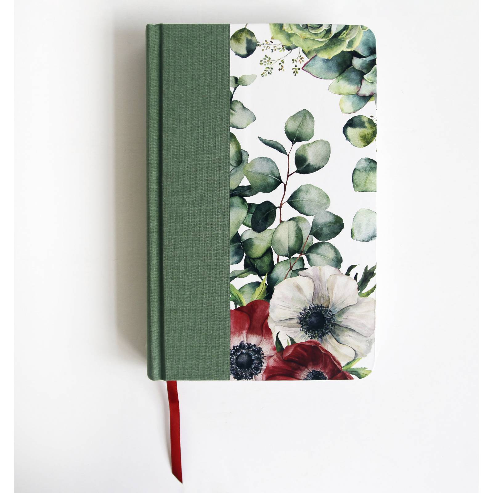 Biblia RVR 1960 letra grande Tapa dura y tela verde con flores tamaño manual