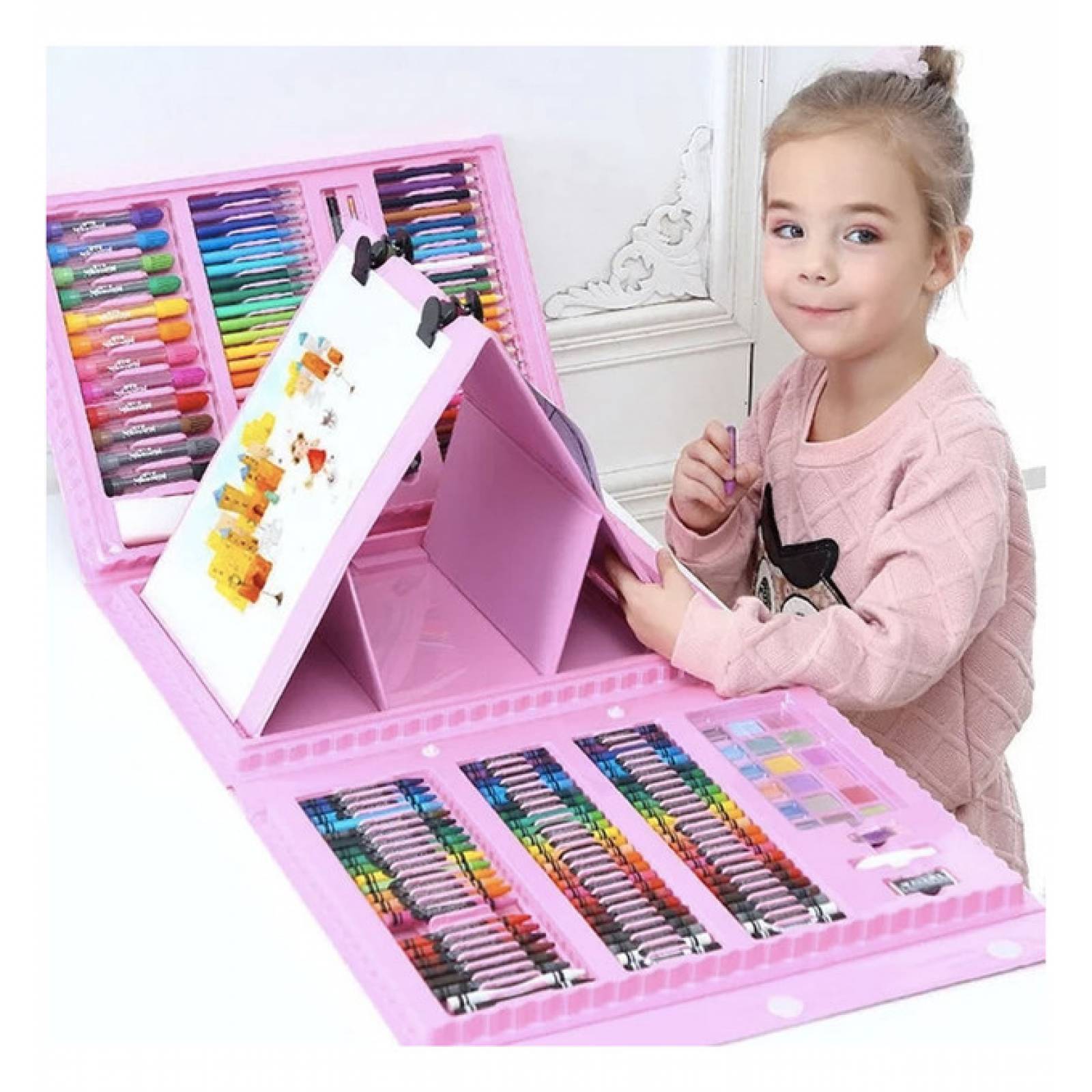 208 piezas arte niños, kits de arte dibujo, lápices de colores
