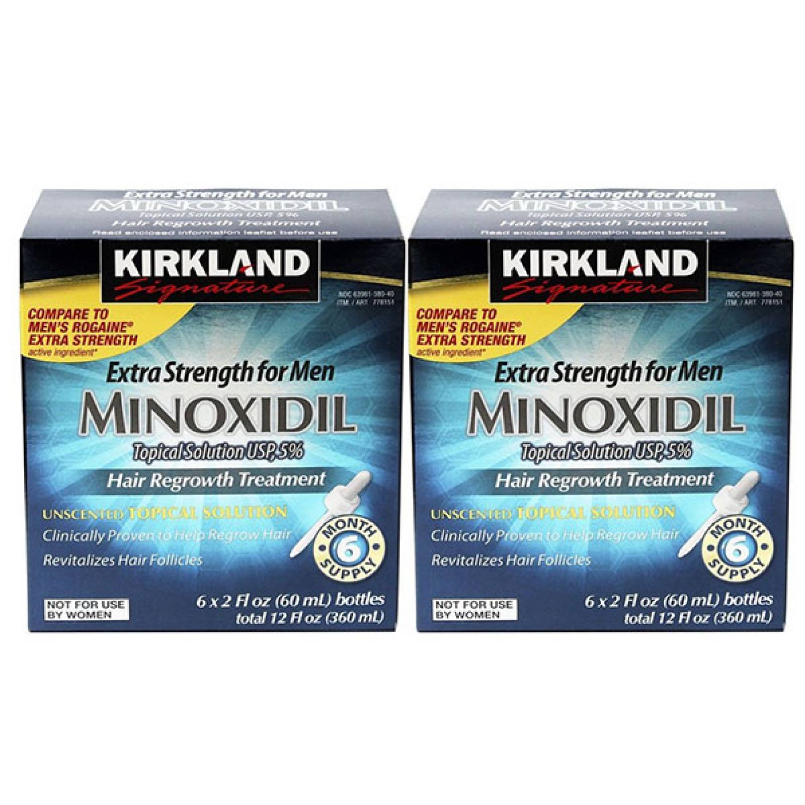 Minoxidil Kirkland 5% 12 meses para crecimiento barba y cabello, tratamiento
