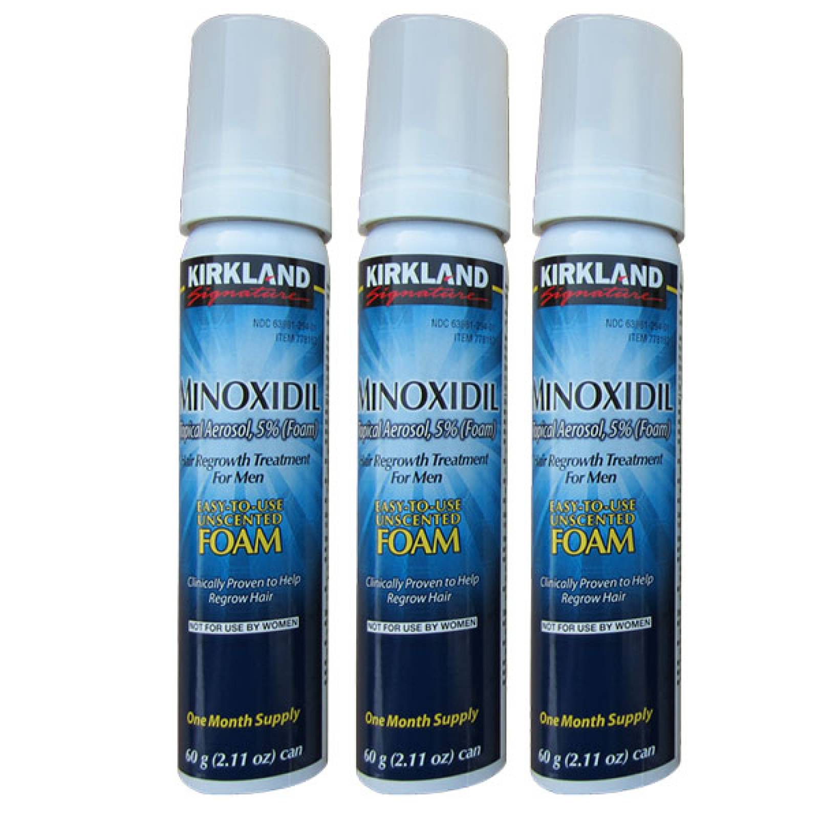 Minoxidil Espuma (Foam) 5% Kirkland 3 meses  para crecimiento barba y cabello, tratamiento