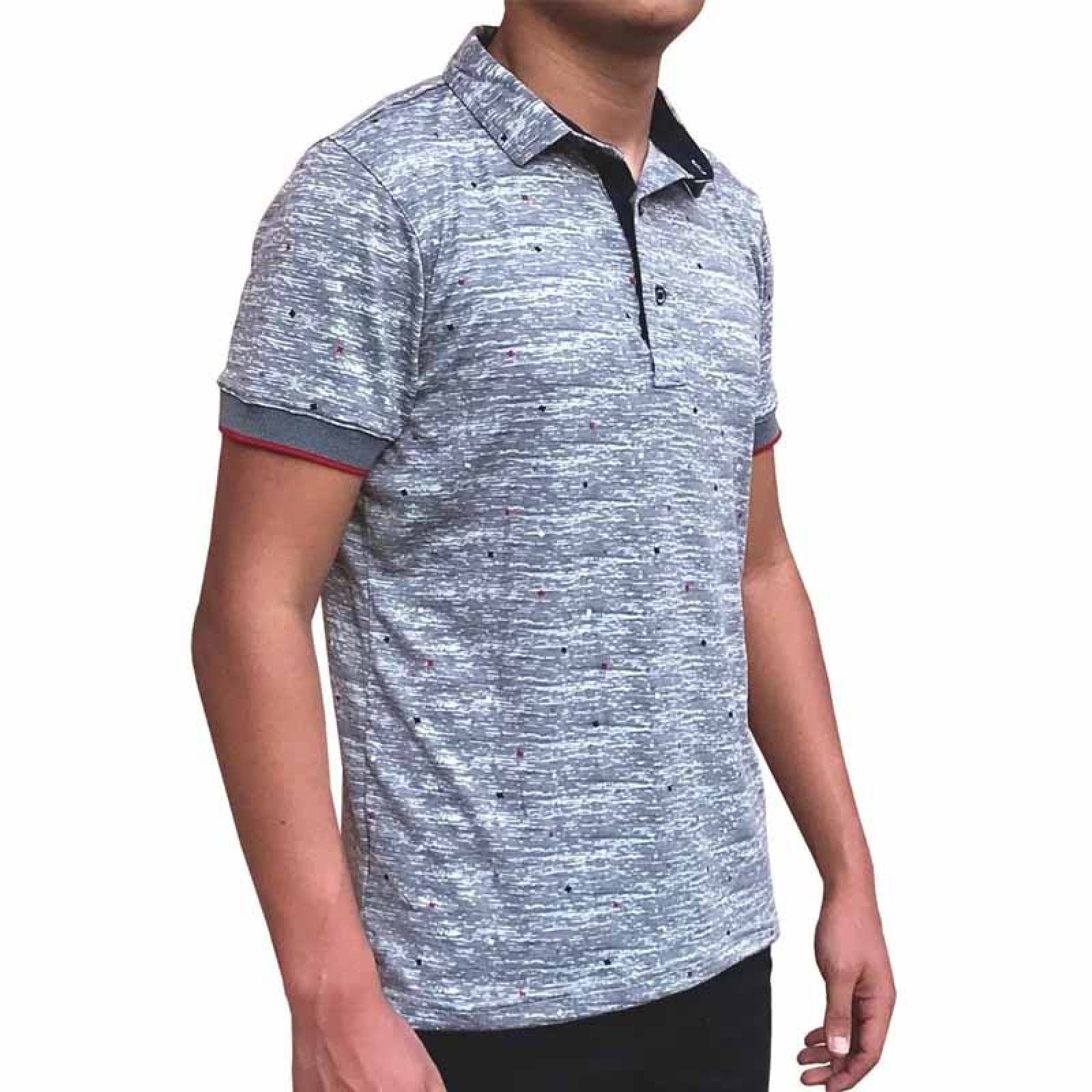Playera Hombre Manga Corta Estampado Jaspe Gris G