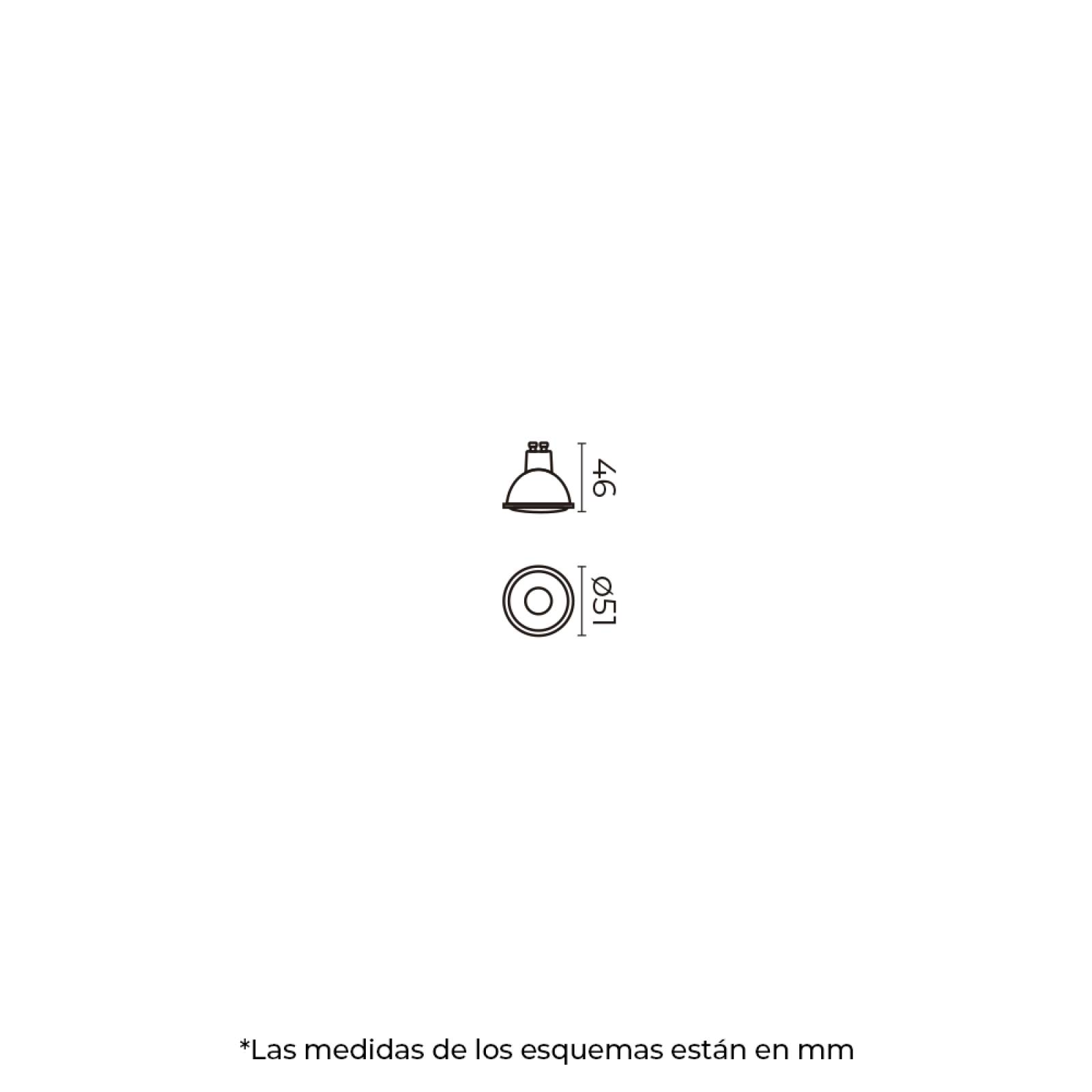 Lámpara GU10 LED base GU10, 6 W luz cálidad (2 700 K) blanco - Illux