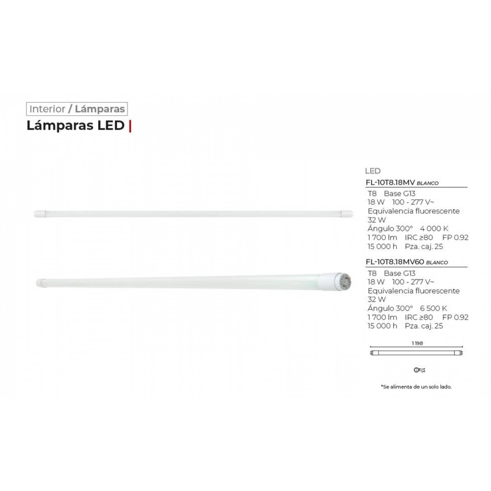 Lámpara LED T8, 18 W luz fría (6 500 K), blanco - Illux