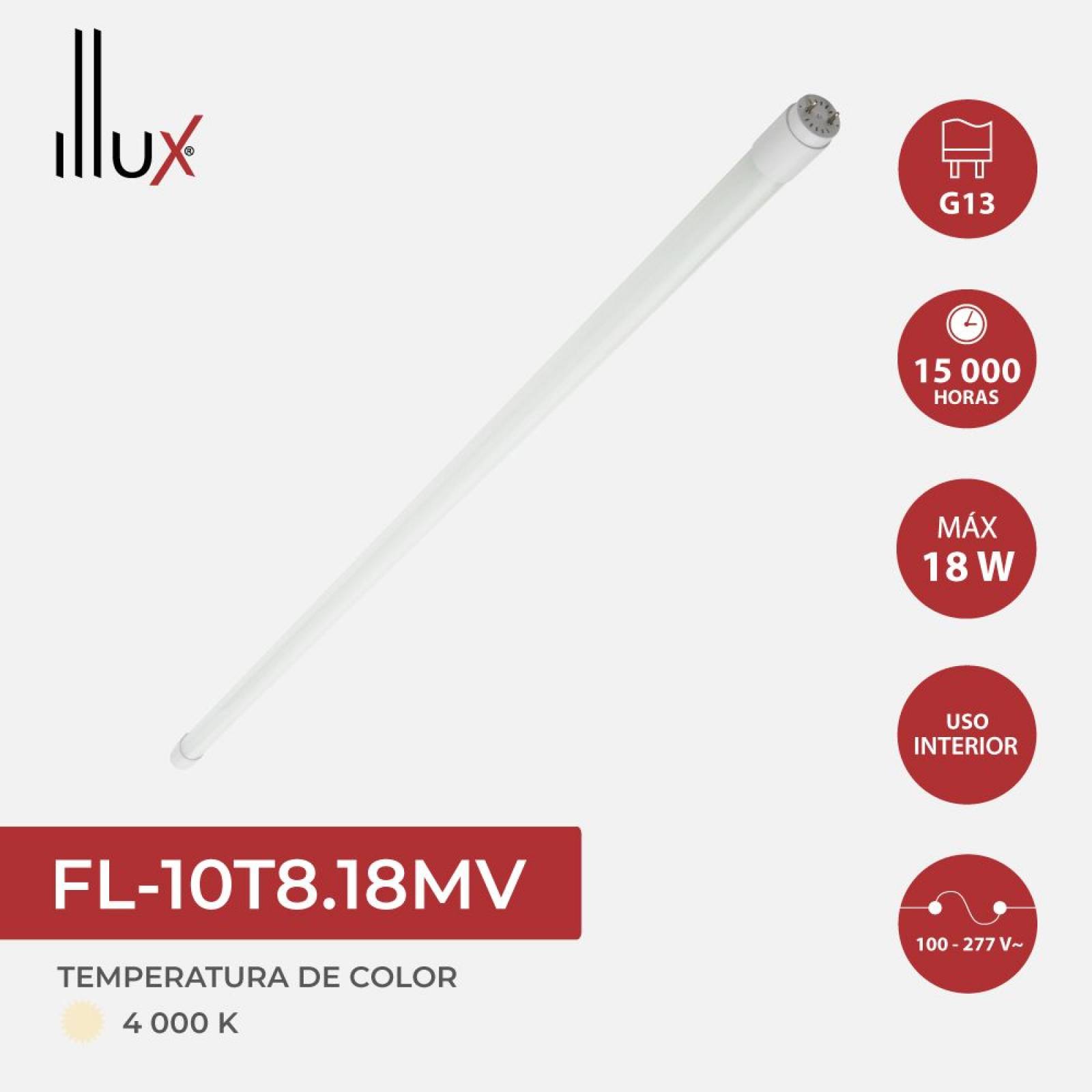 Lámpara LED T8, 18 W luz fría (6 500 K), blanco - Illux