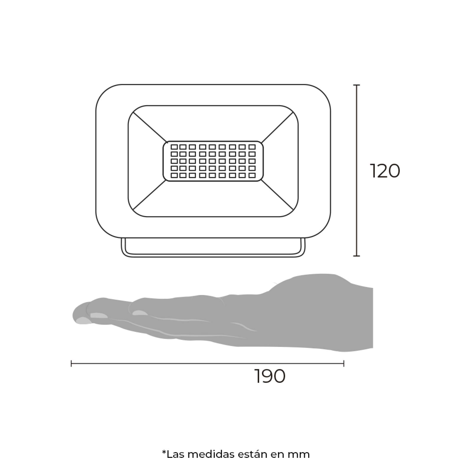 Reflector LED  para piso chico, 30 W luz fría (6 500 K), negro - Illux