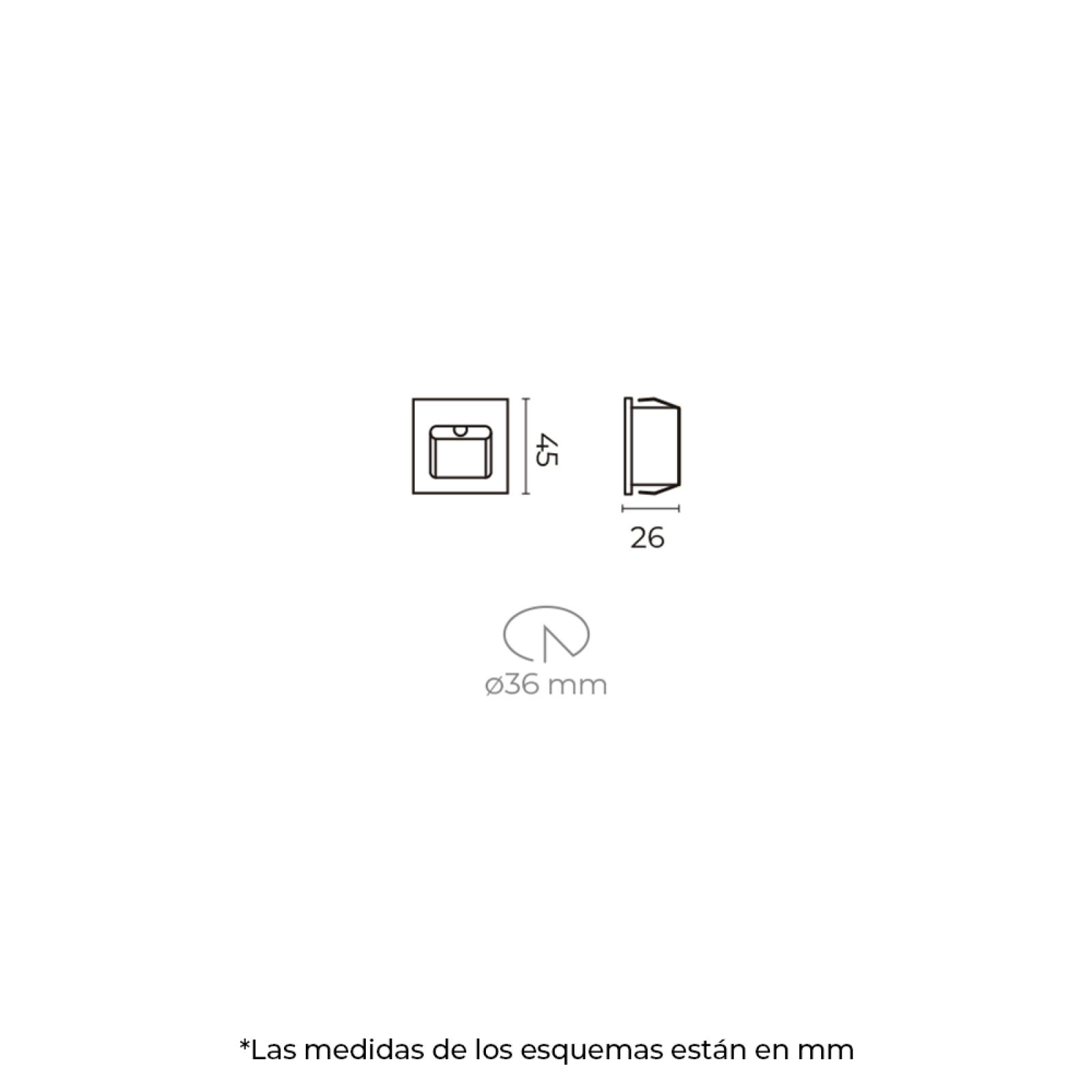 Luminario LED tipo cortesía para empotrar en muro, 1 W luz cálida (3 000 K), blanco  - Illux