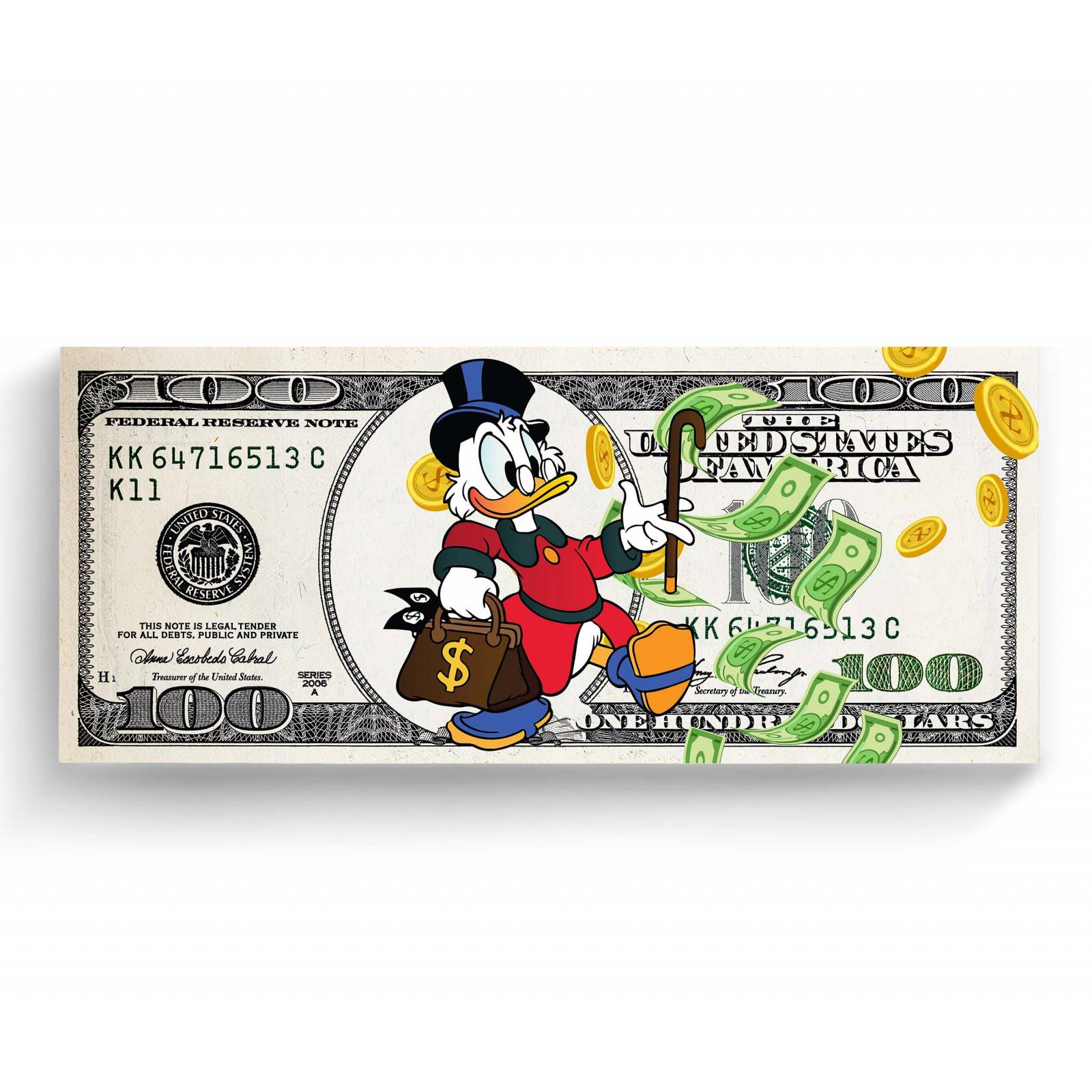 Cuadro Decorativo Canvas Dólar McPato 90x30