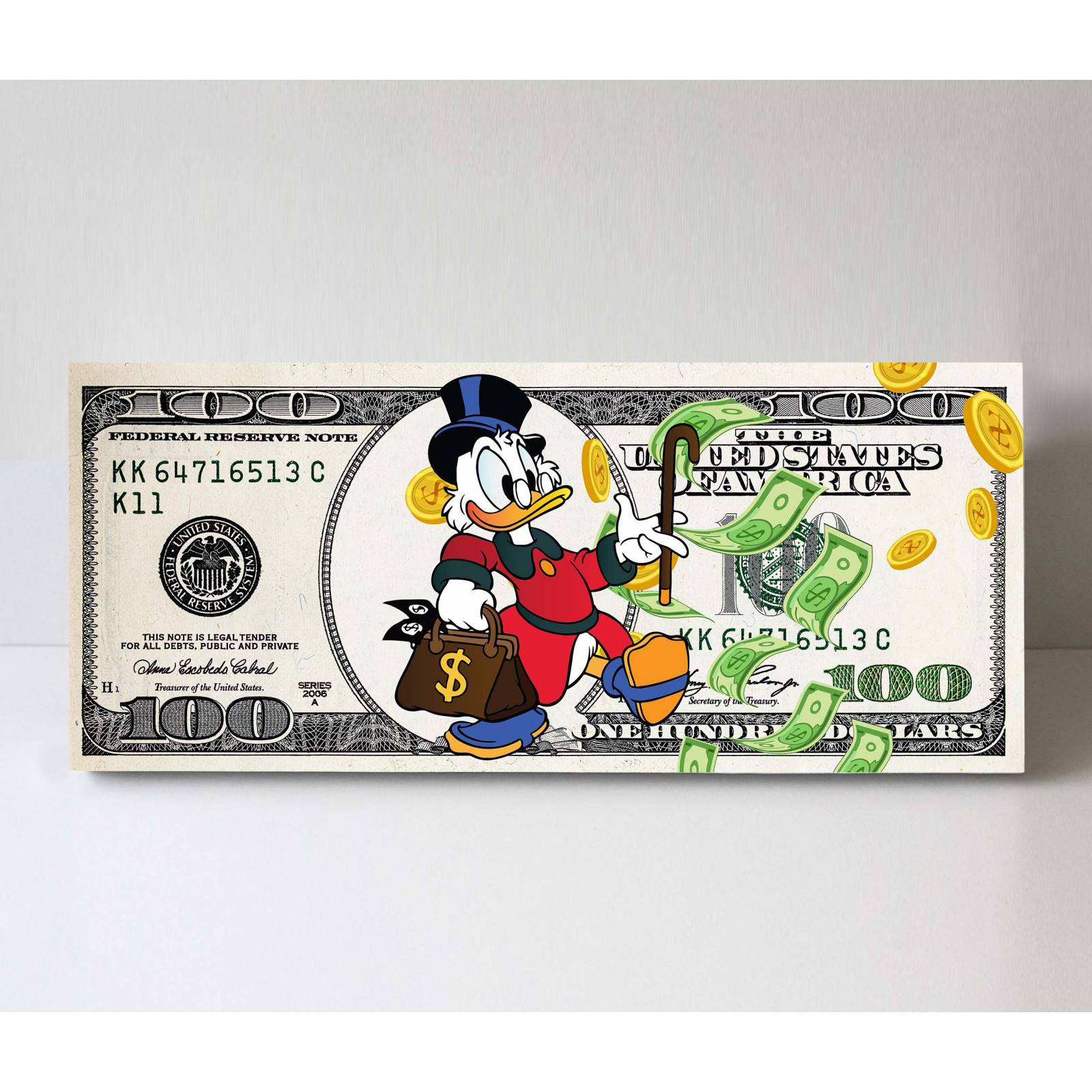 Cuadro Decorativo Canvas Dólar McPato 90x30