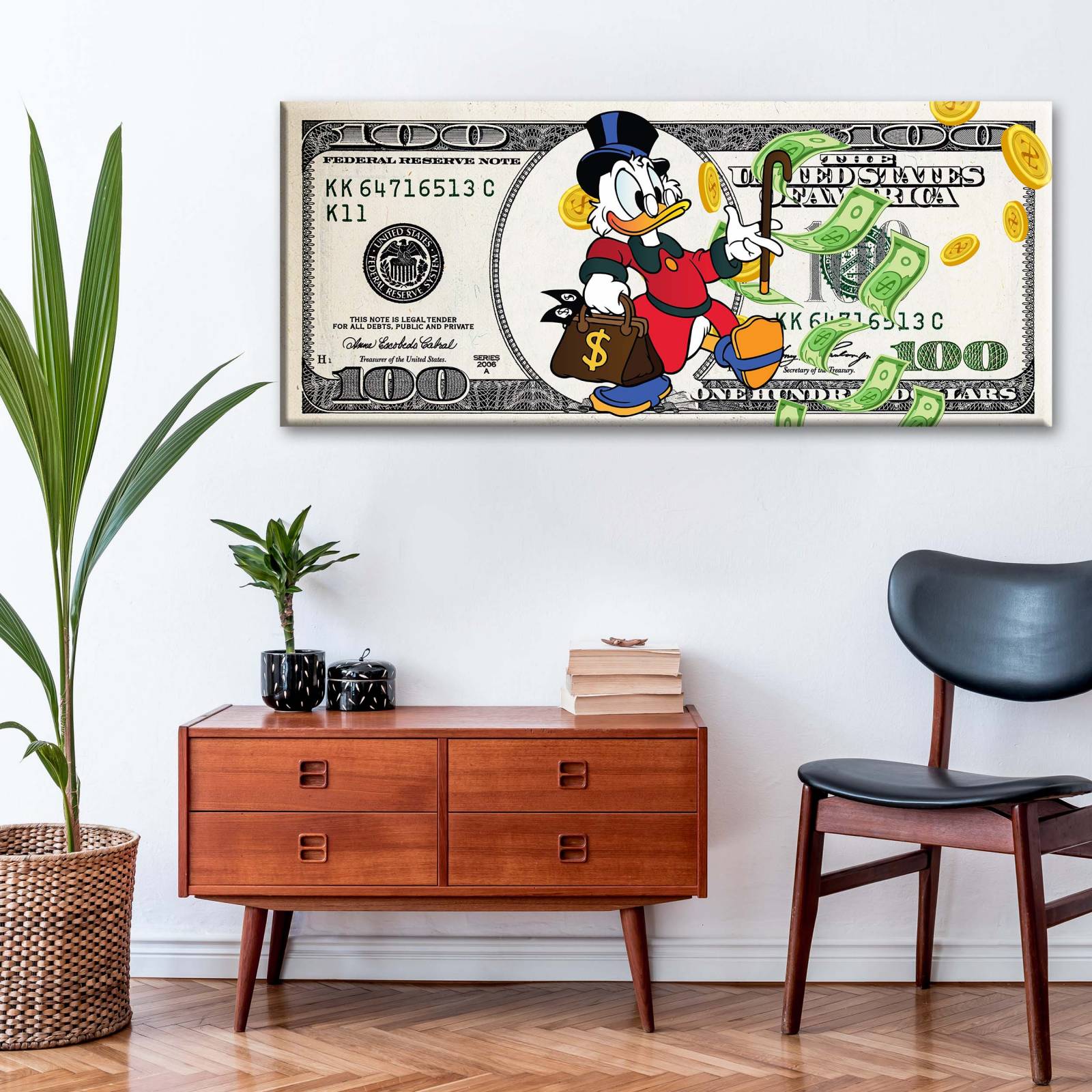 Cuadro Decorativo Canvas Dólar McPato 90x30