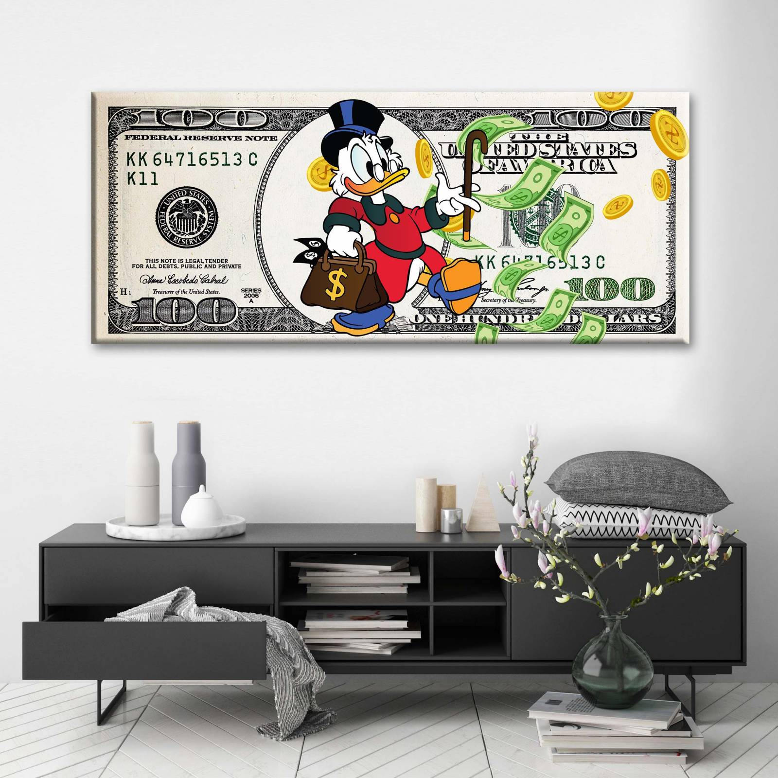 Cuadro Decorativo Canvas Dólar McPato 90x30