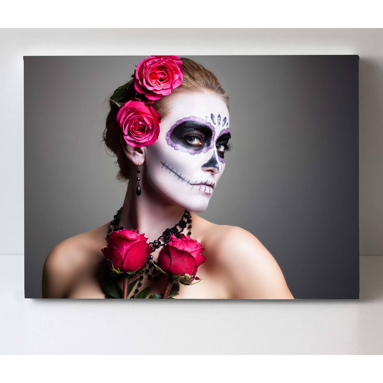 Cuadro Decorativo Canvas Maquillaje de Catrina 75x50