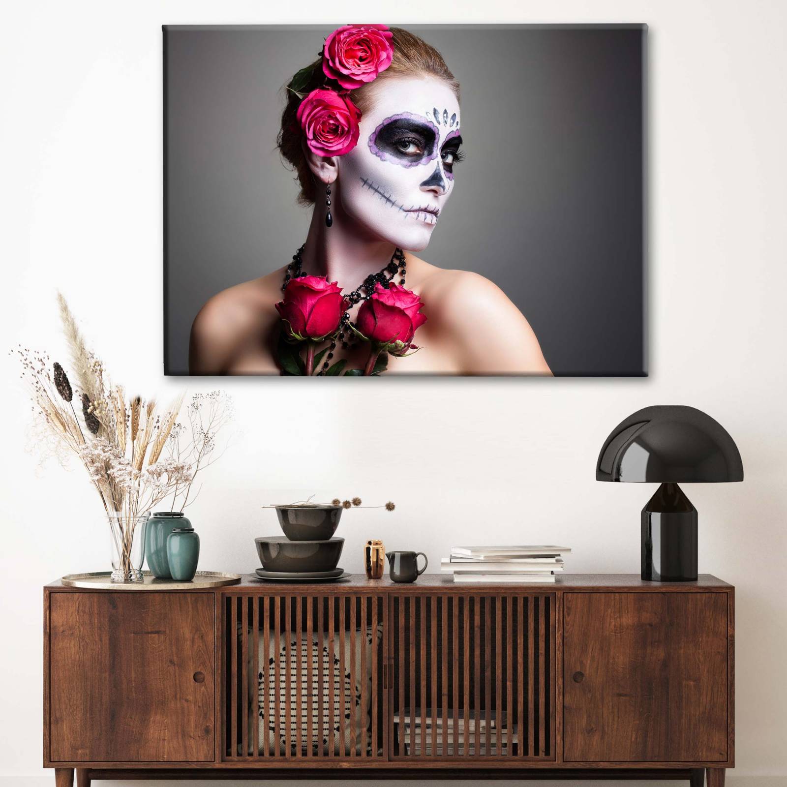 Cuadro Decorativo Canvas Maquillaje de Catrina 75x50