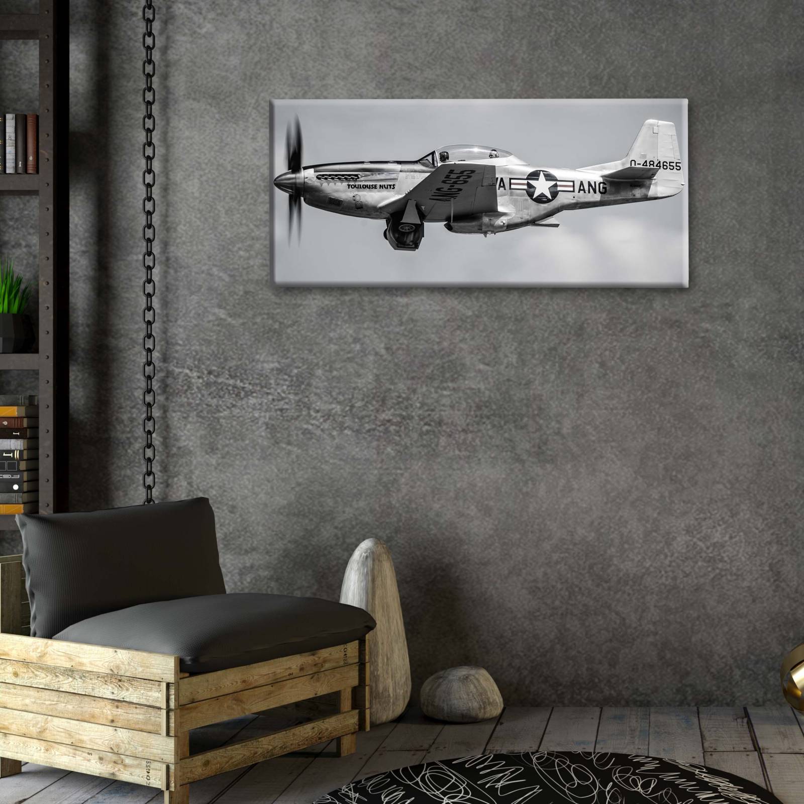 Cuadro Decorativo Canvas Avión TF-51D Mustang 160x80