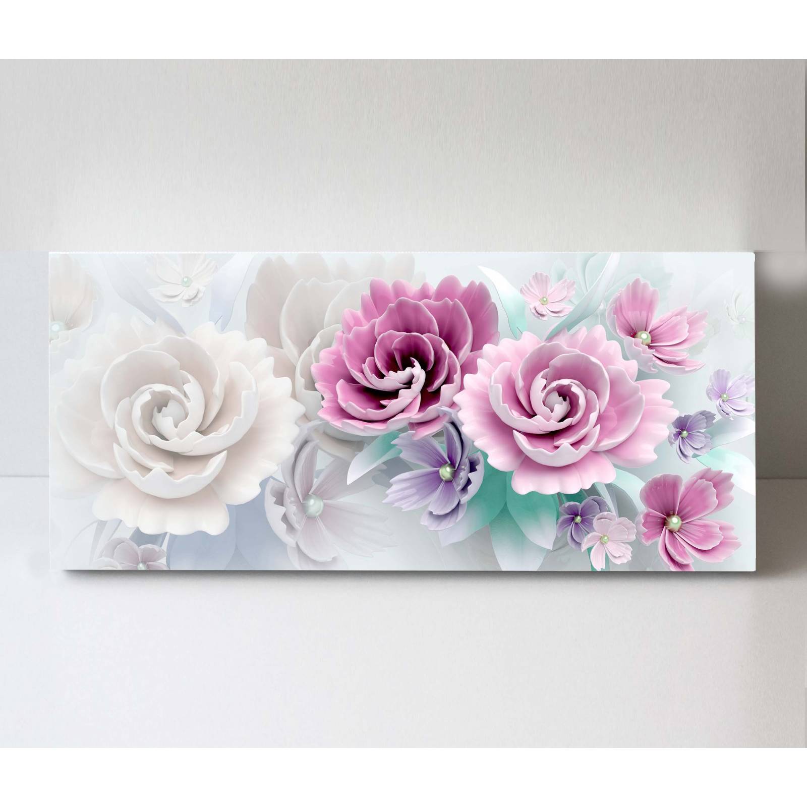 Cuadro Decorativo Canvas Rosas Ilustración 3D  150x50