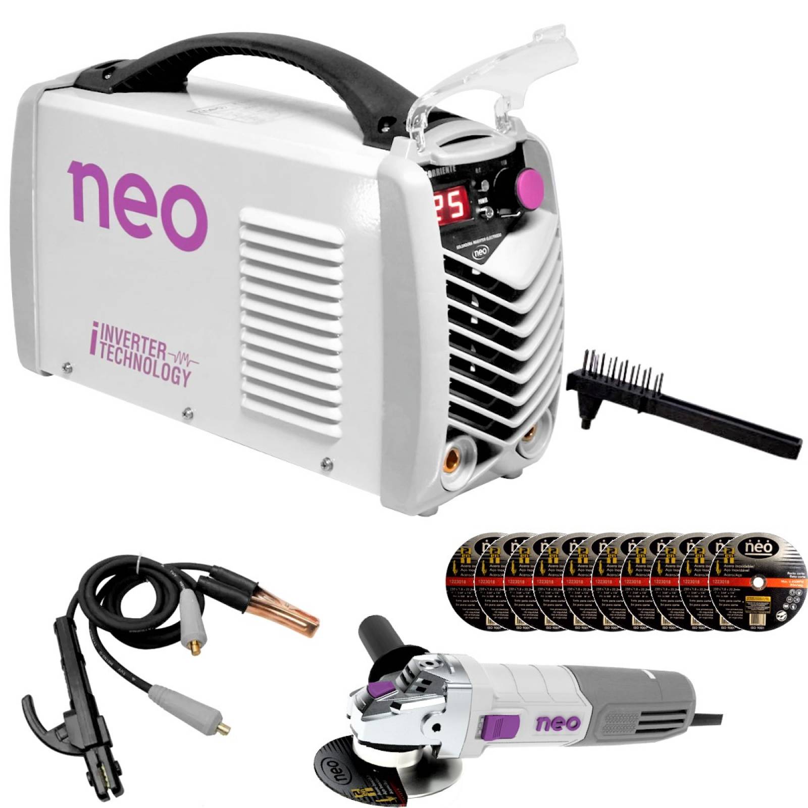 Maquina Soldar Inversora Neo bivoltaje kit esmeriladora