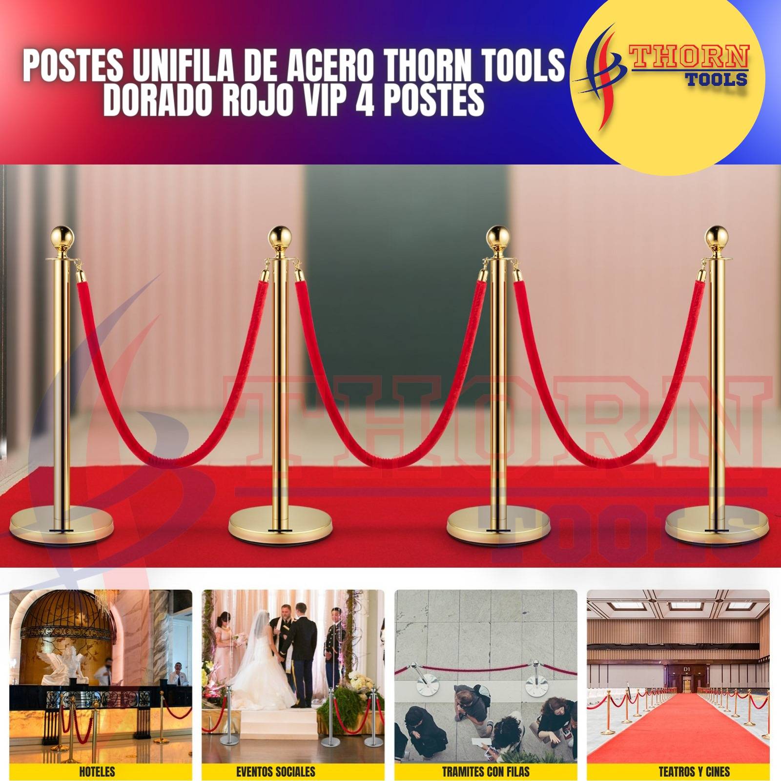 Postes unifila de acero Thorn tools Dorado rojo vip 4 Postes