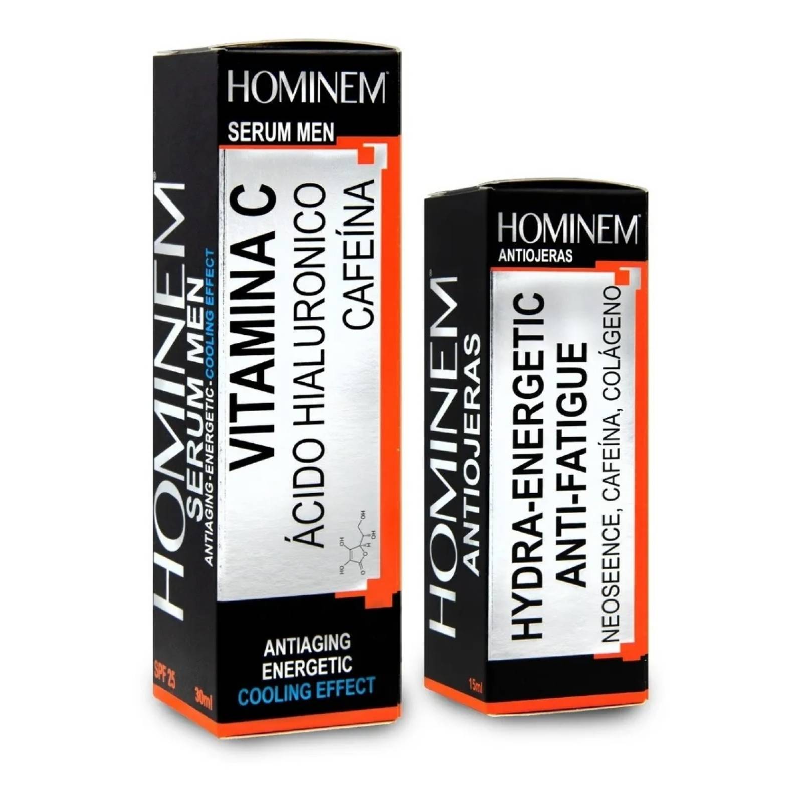 Serum para hombres, Vitamina C, ácido hialurónico, cafeína