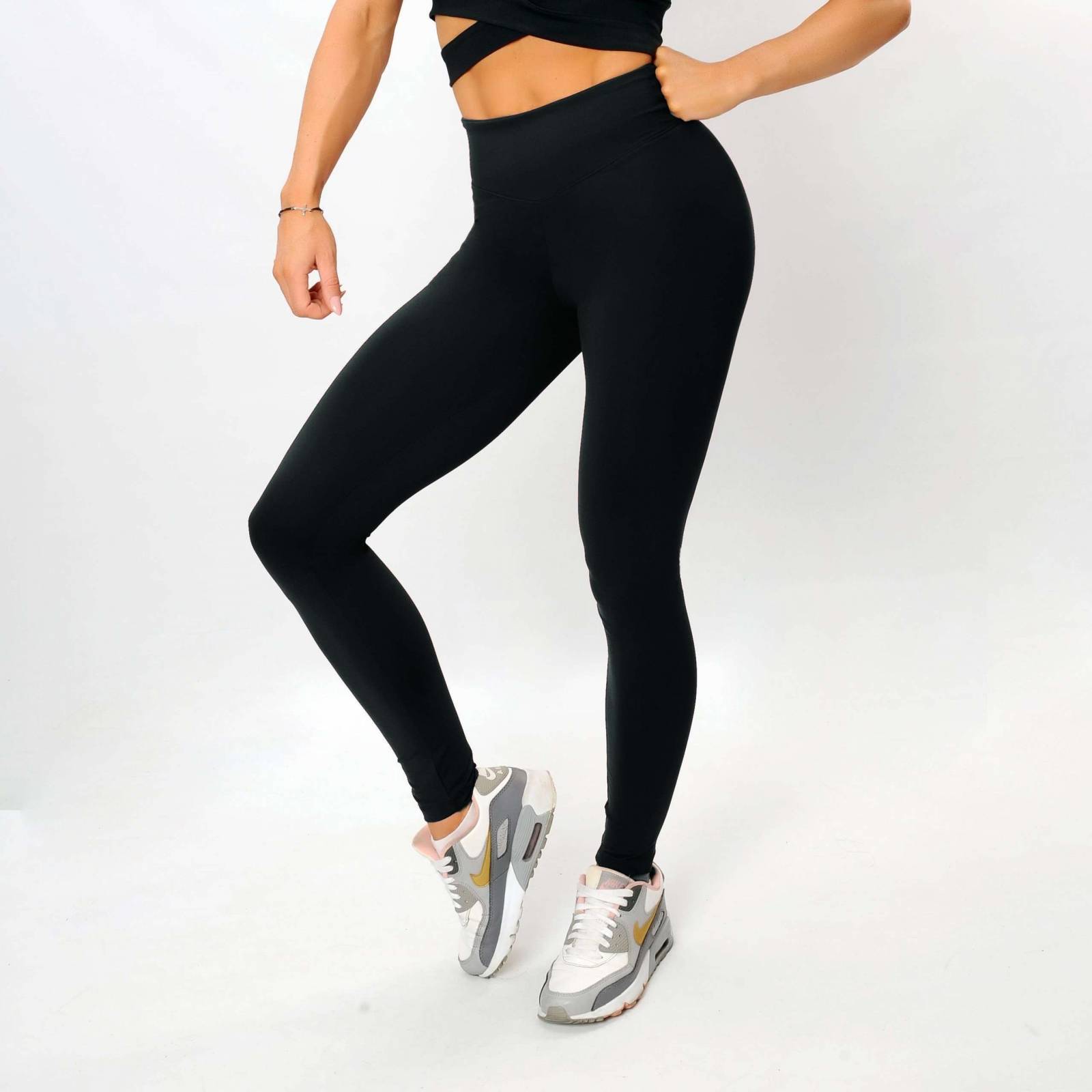 Leggings Deportivos, Largo Grueso, Gym Leggings Mujer Negro