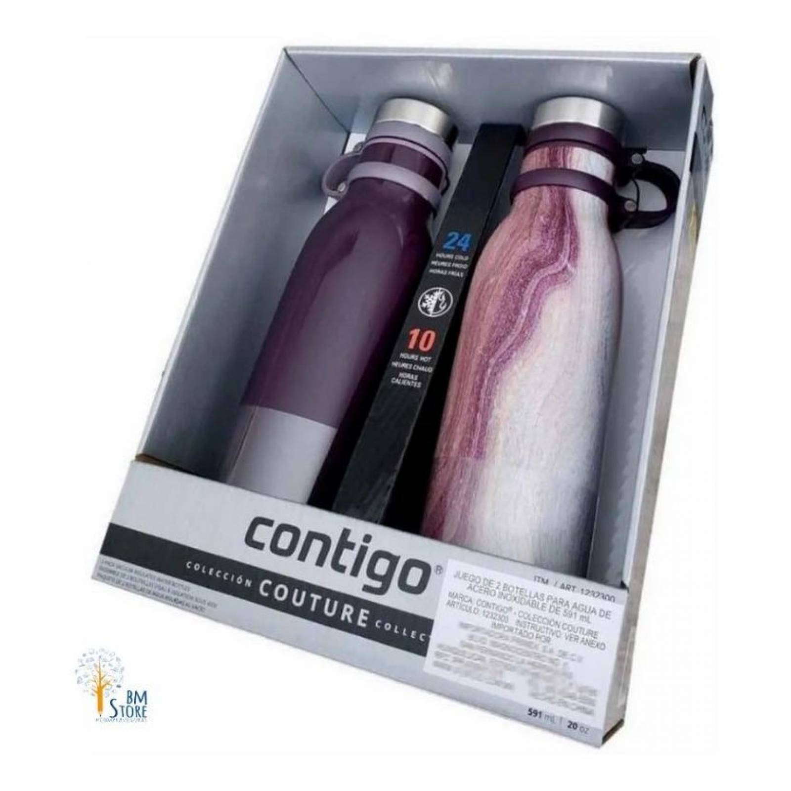 Botellas Para Agua De Acero Inoxidable 2pz Contigo Morado