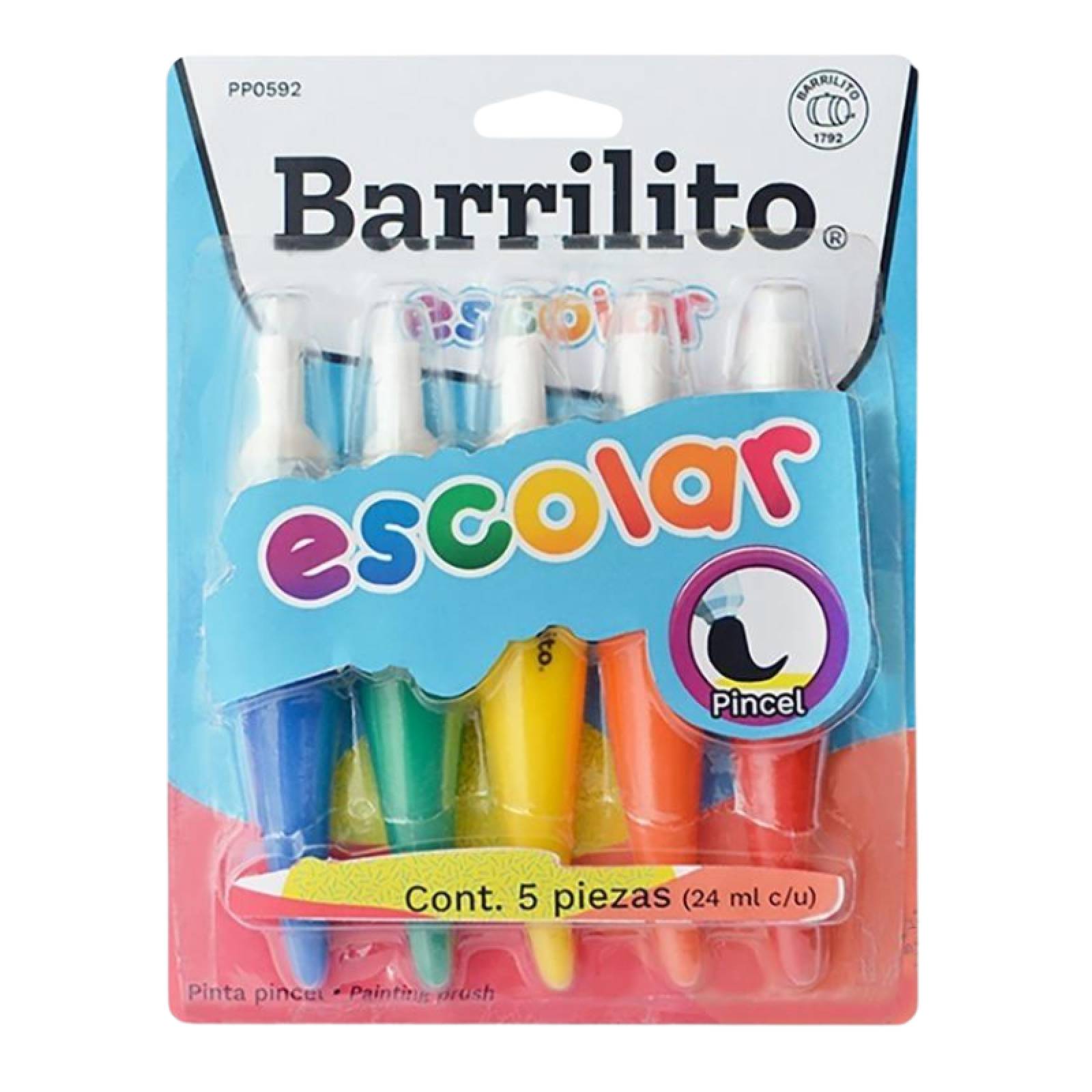 Pintapincel 5 Colores Mix 24 Ml Barrilito