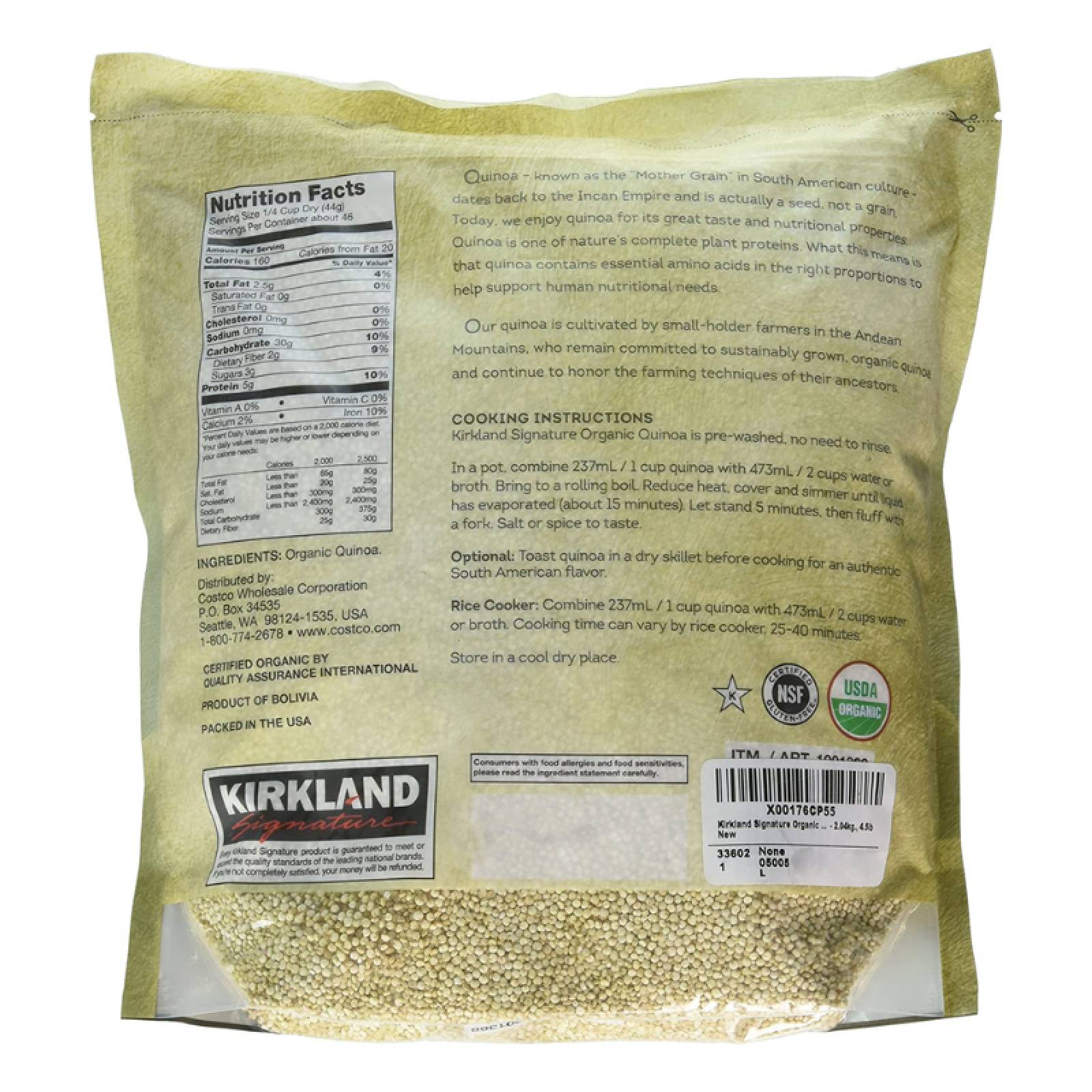 Quinoa Orgánica Kirkland Signatura 2.4kg 
