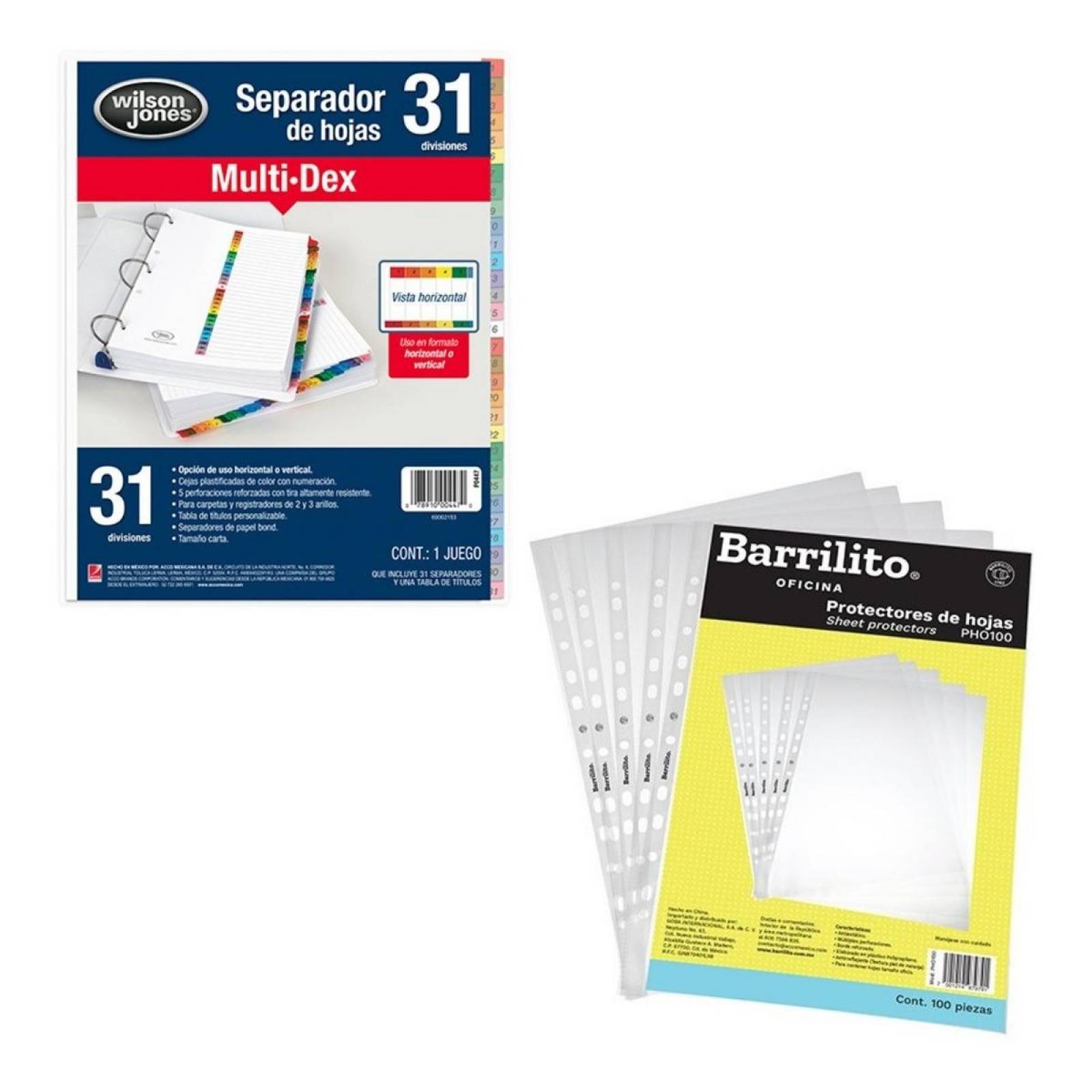Separador De Carpeta 31 Sec y 100 Protectores De Hoja T.carta 