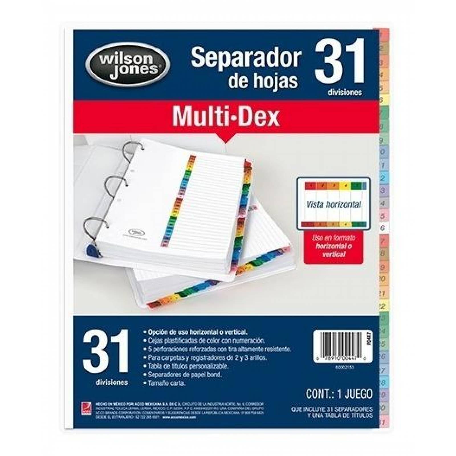 Separador De Carpeta 31 Sec y 100 Protectores De Hoja T.carta 