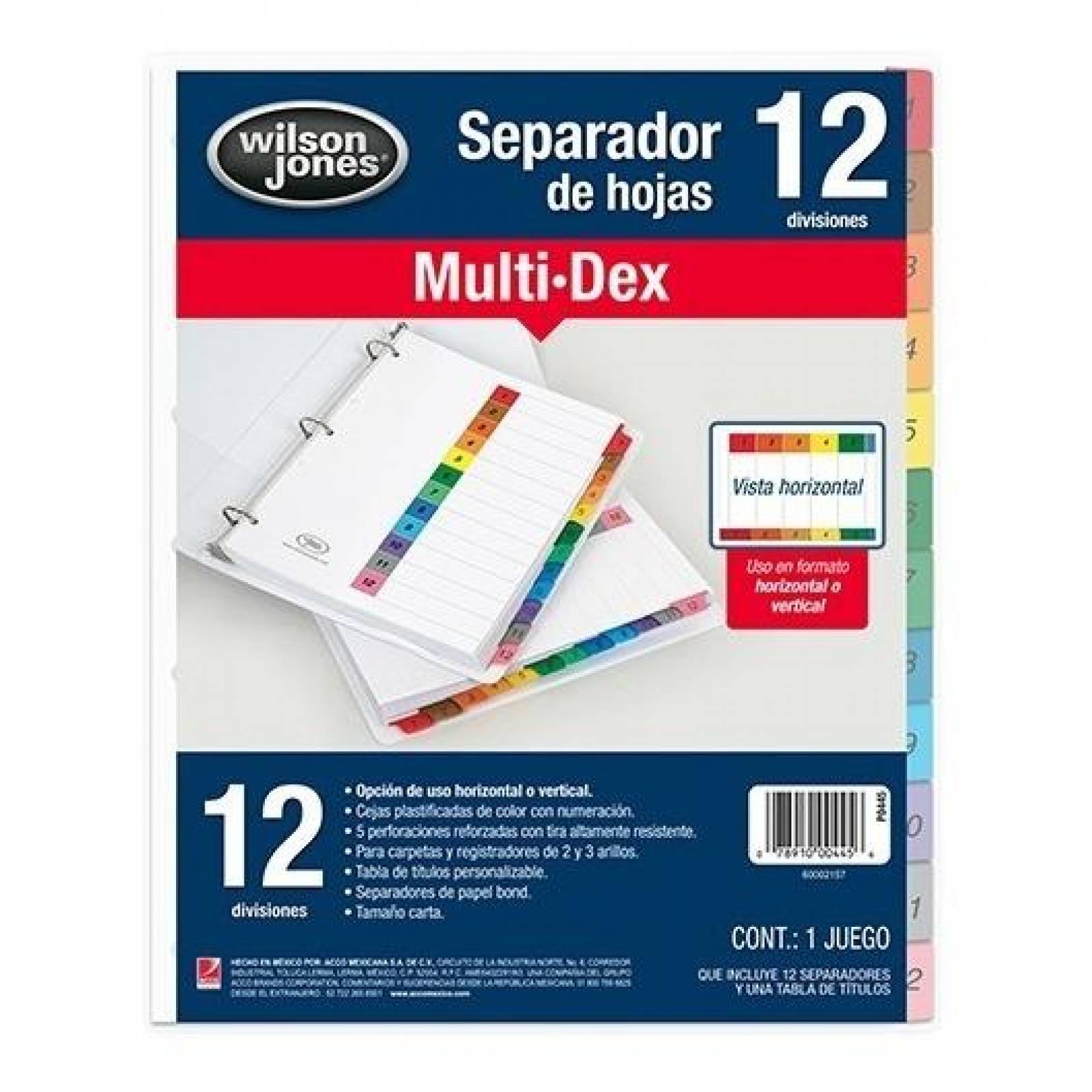 Separador De Carpeta 12 Secciones y 100 Protectores De Hoja Tamaño carta 