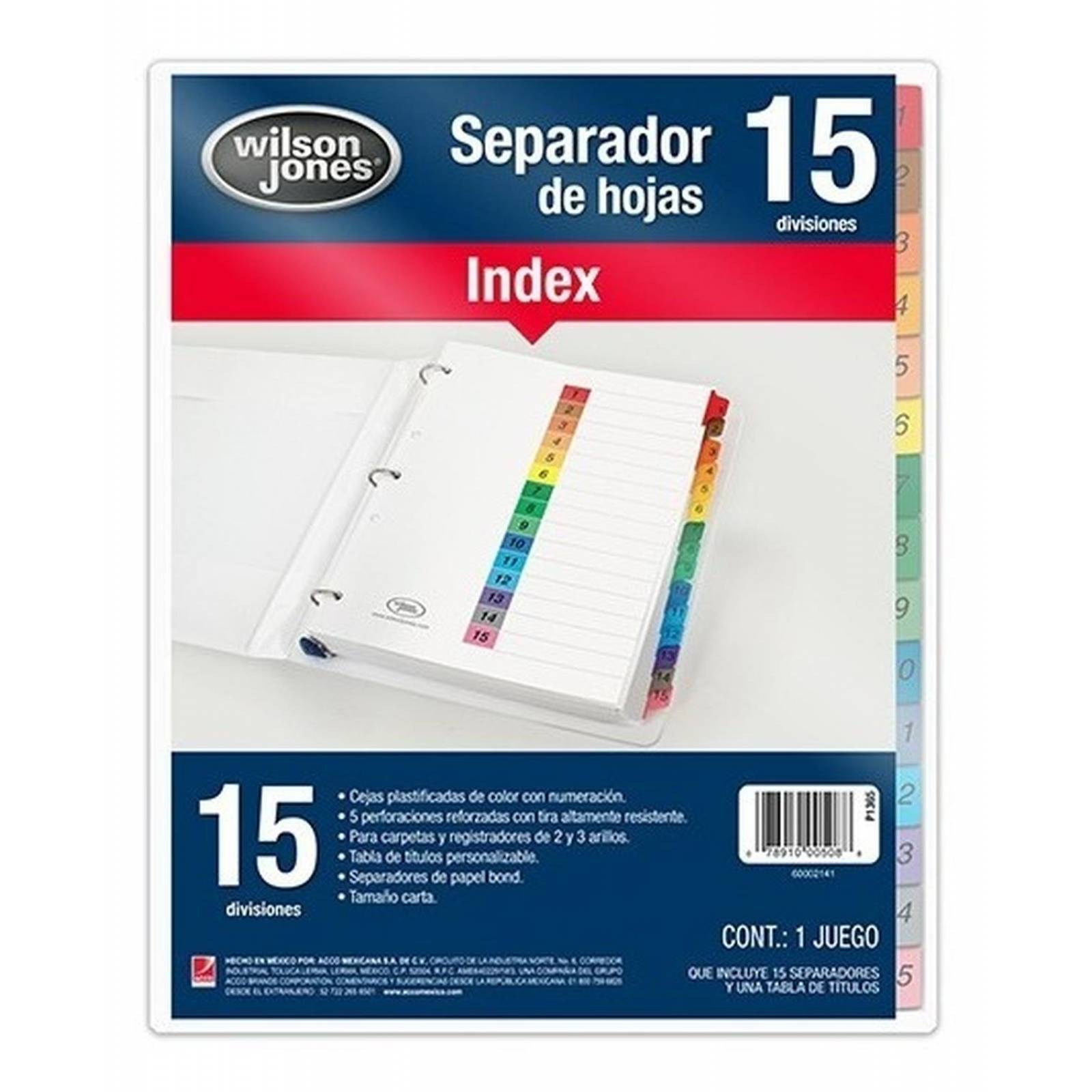 Separador De Carpeta 15 Sec  y 100 Protectores De Hoja T.carta 