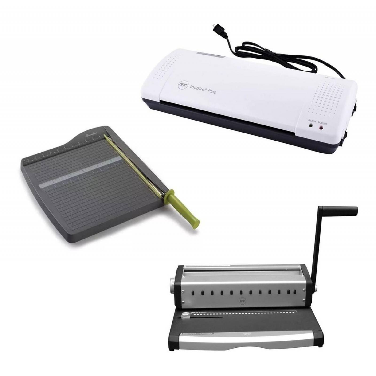 Combo Engargoladora Espiral, Enmicadora, Guillotina y 95 Micas 