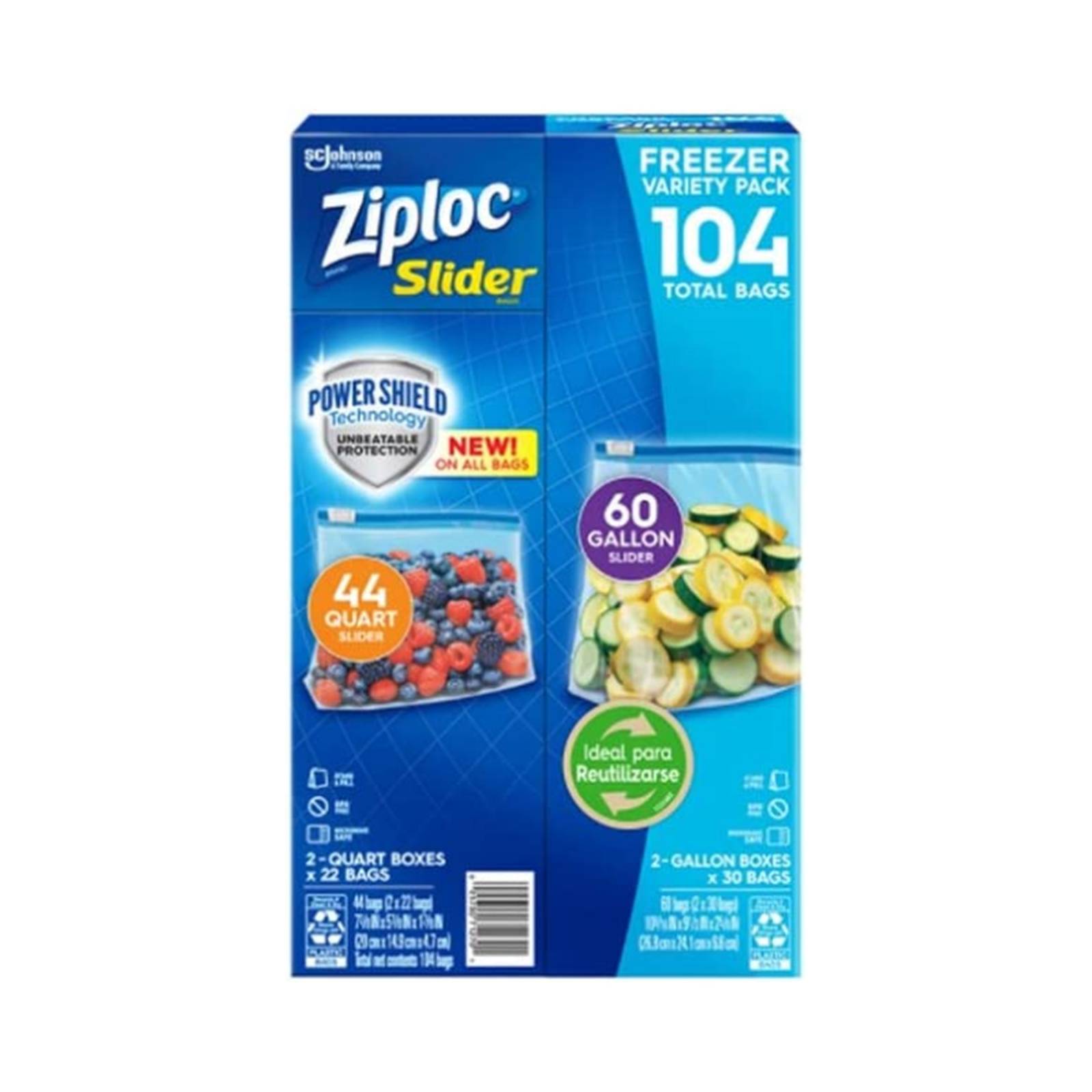104 piezas Ziploc, Bolsas Para Congelar Con Cierre Slider 