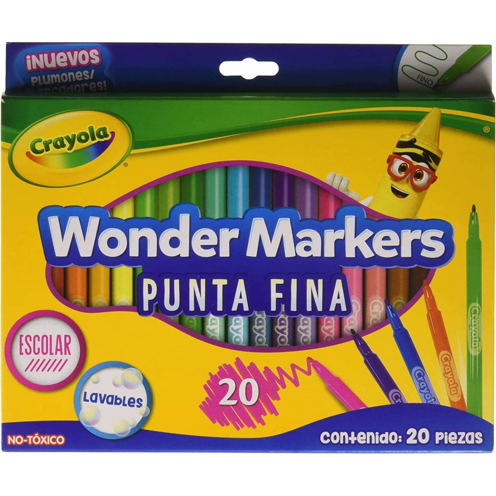 20 Plumones punta Fina Lavables Crayola Wonder Markers 
