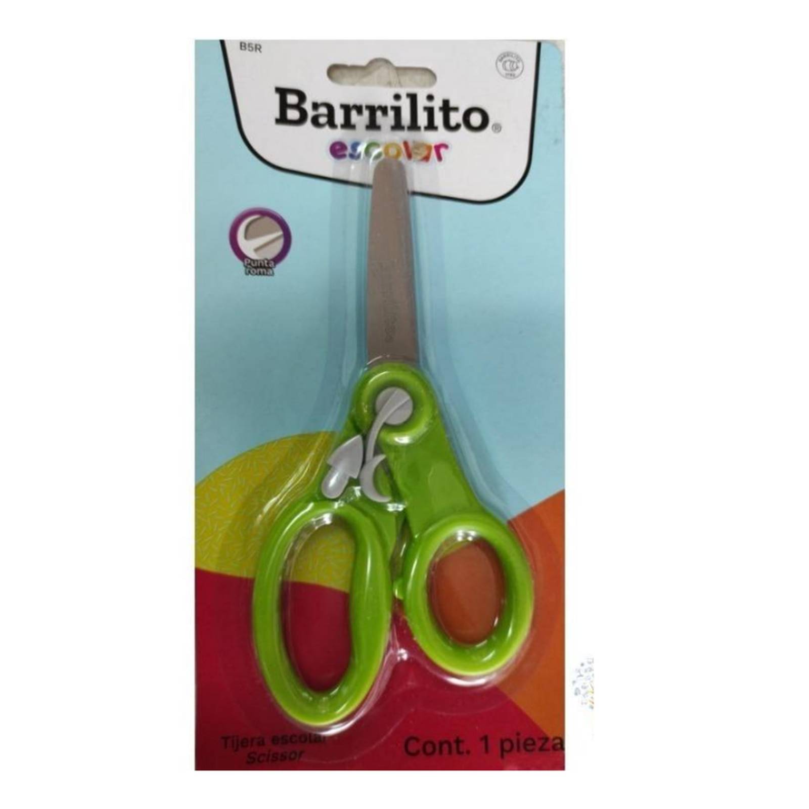 Tijera Escolar Con Resorte B5r Barrilito Verde