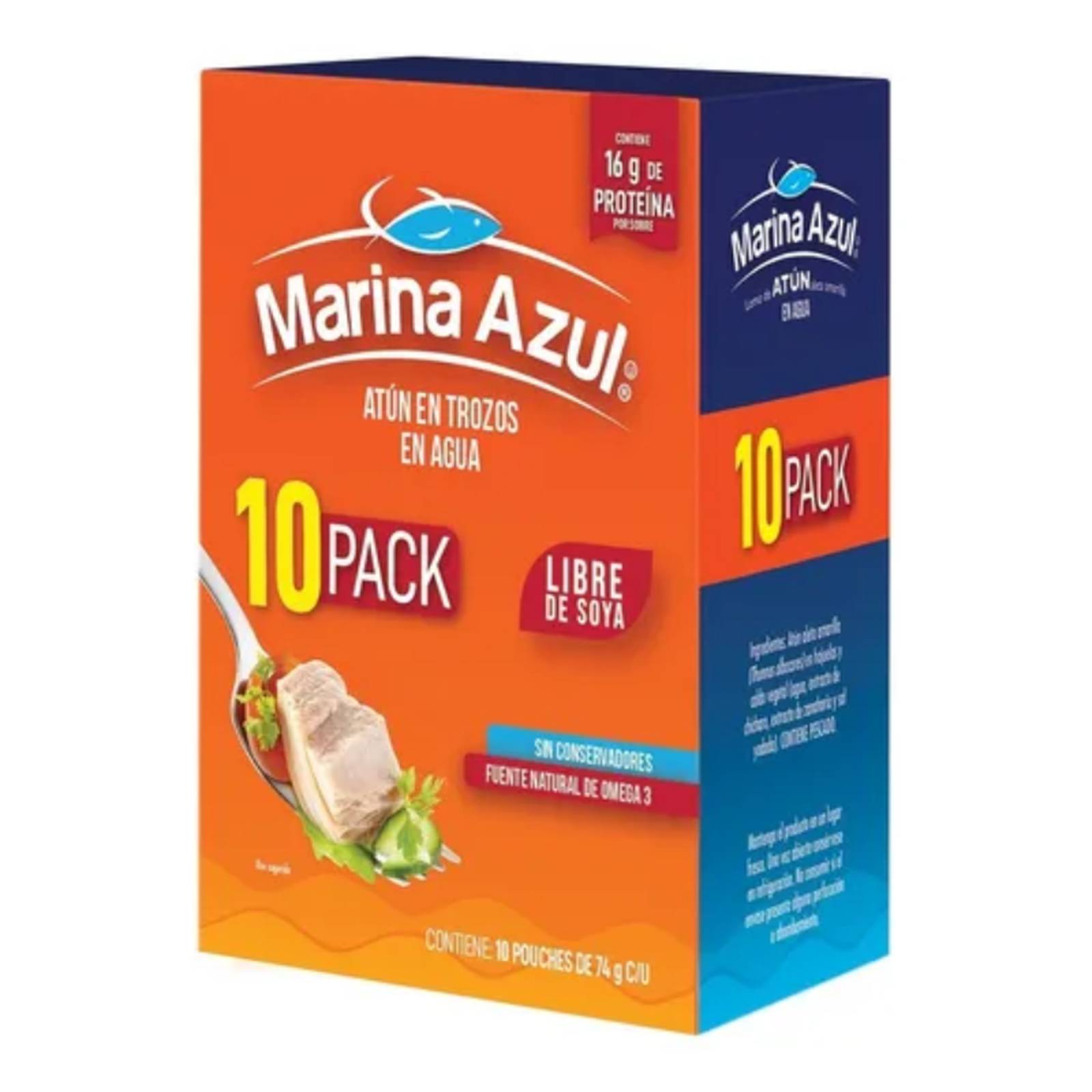 10 Pack De Atún Lomo, Marina Azul 740g, Aleta Amarilla En Agua 