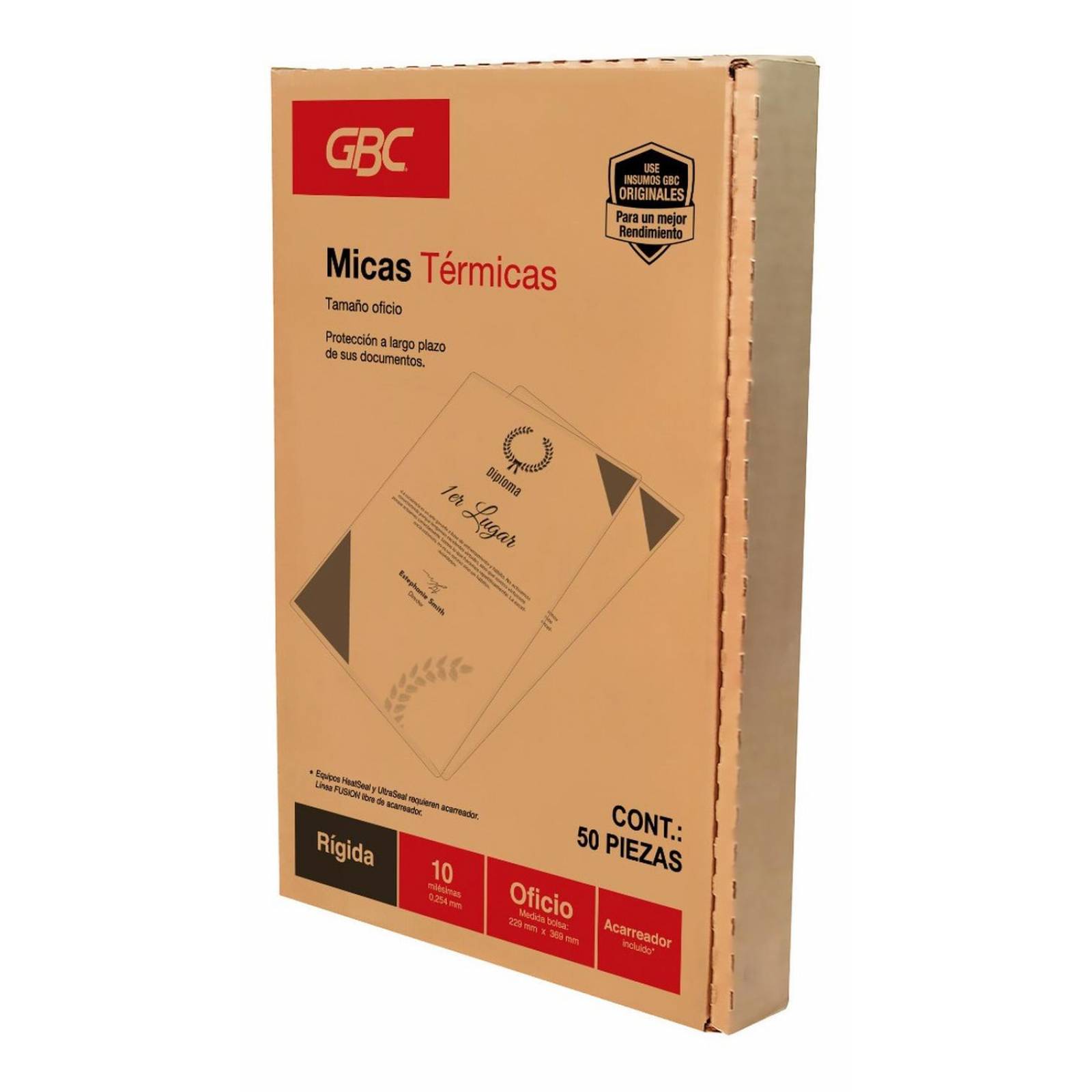 Mica Termica Oficio Gbc 10 Milesimas C/50 Piezas Rigida 