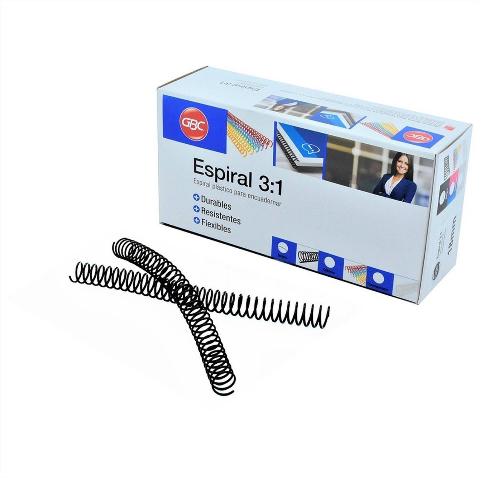 45 Espirales Plásticos Negro Color Coil Gbc 18mm 140 Hojas 