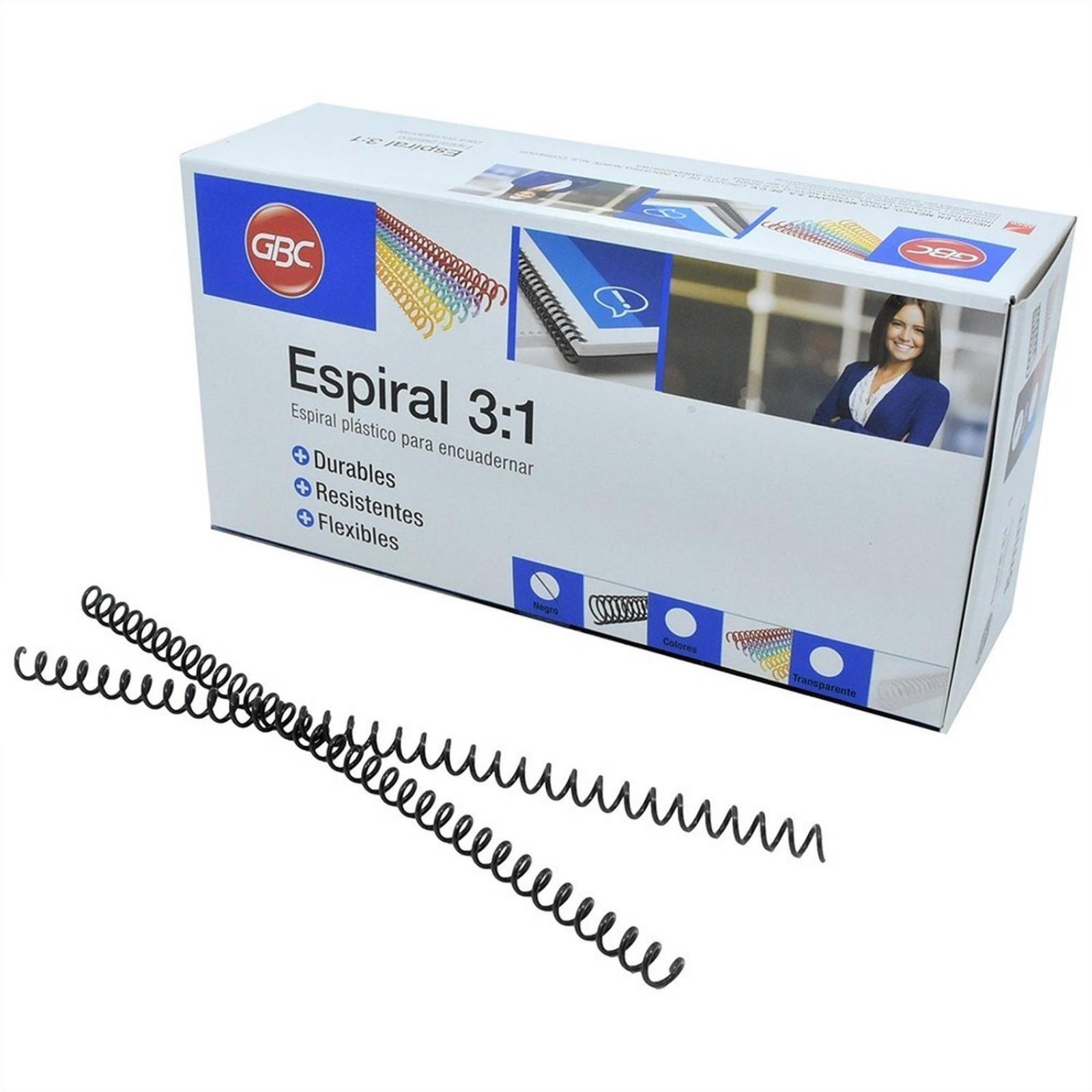 145 Espirales Plásticos Negro Color Coil Gbc, 8mm, 46 Hojas 