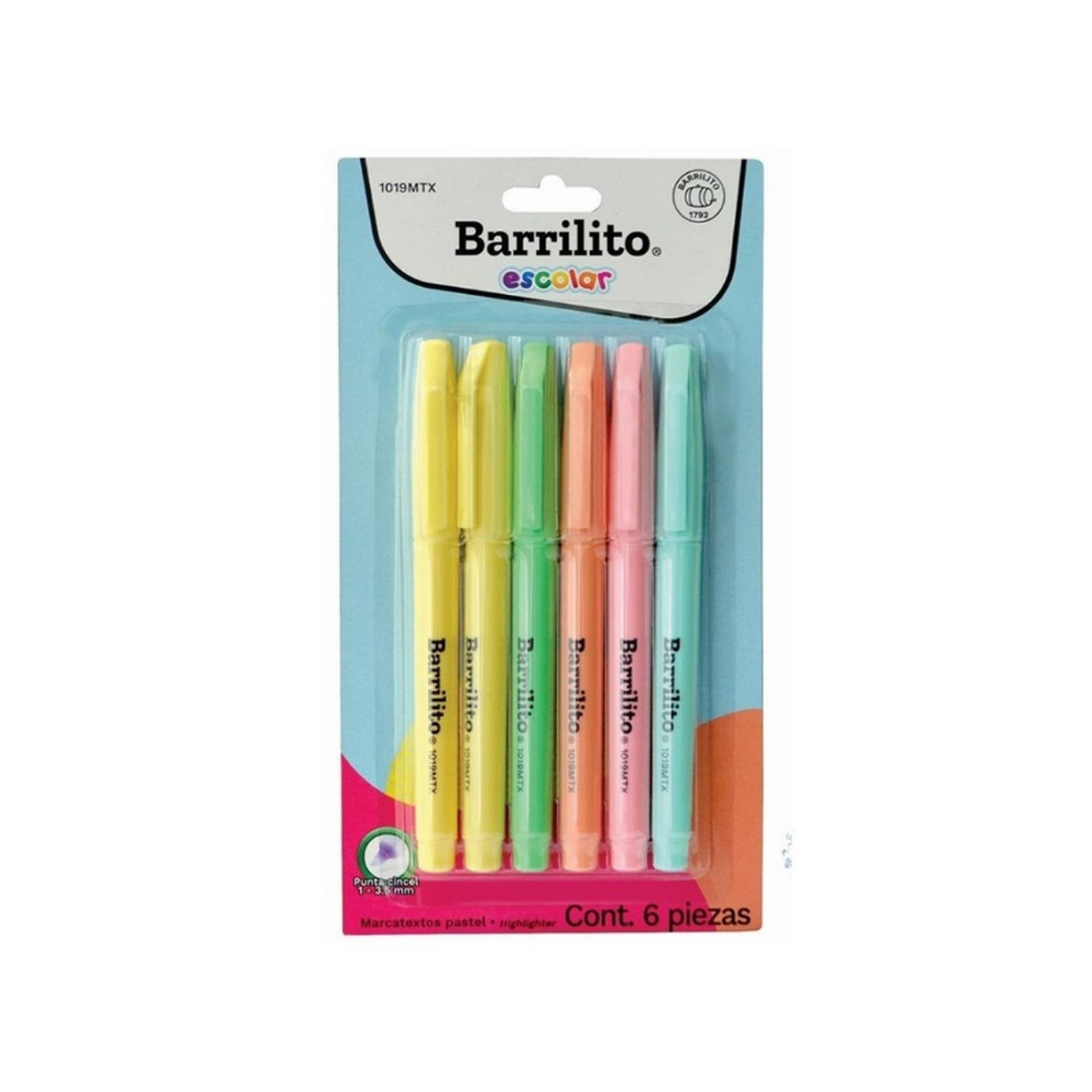 Marcatextos Color Pastel 6 Colores Barrilito