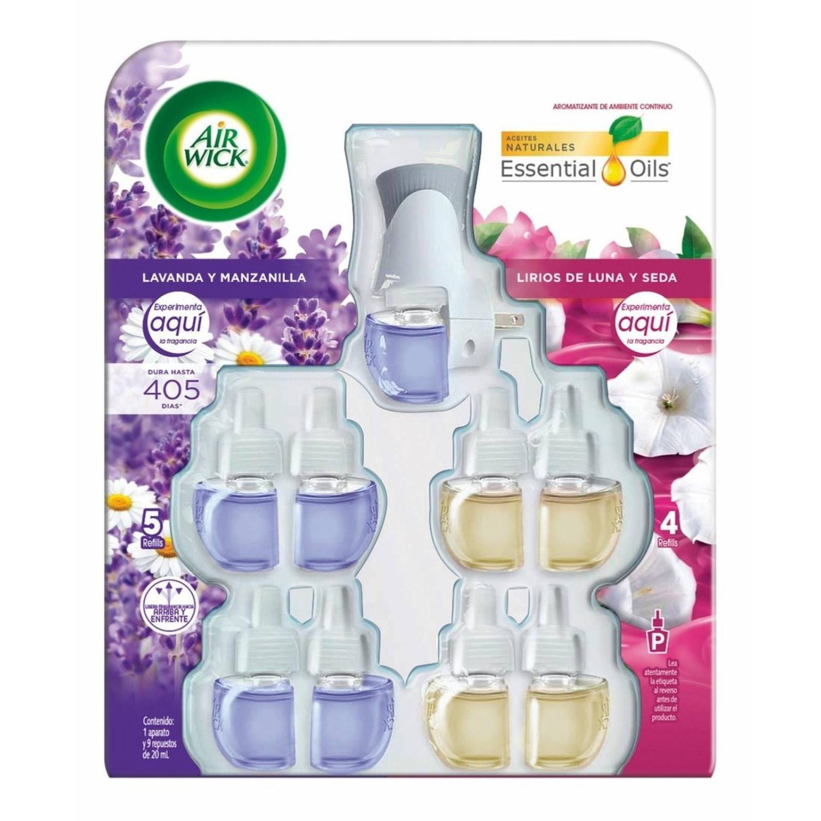 Air Wick, Aparato Eléctrico Con 9 Repuestos, Lavanda/lirios 