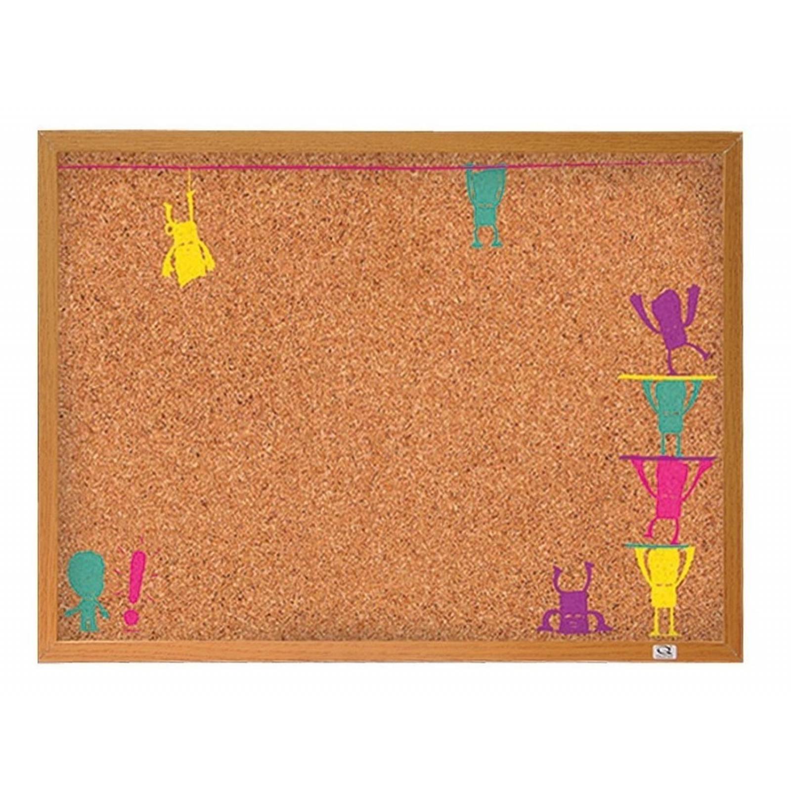 Pizarrón De Corcho Decorado, Marco De Madera,40x60cm Quartet Dibujos