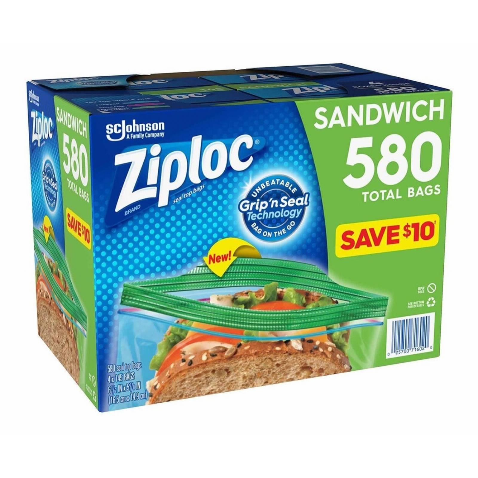 Bolsas Ziploc Paquete Con 580 Bolsas Sandwich Reutilizables 