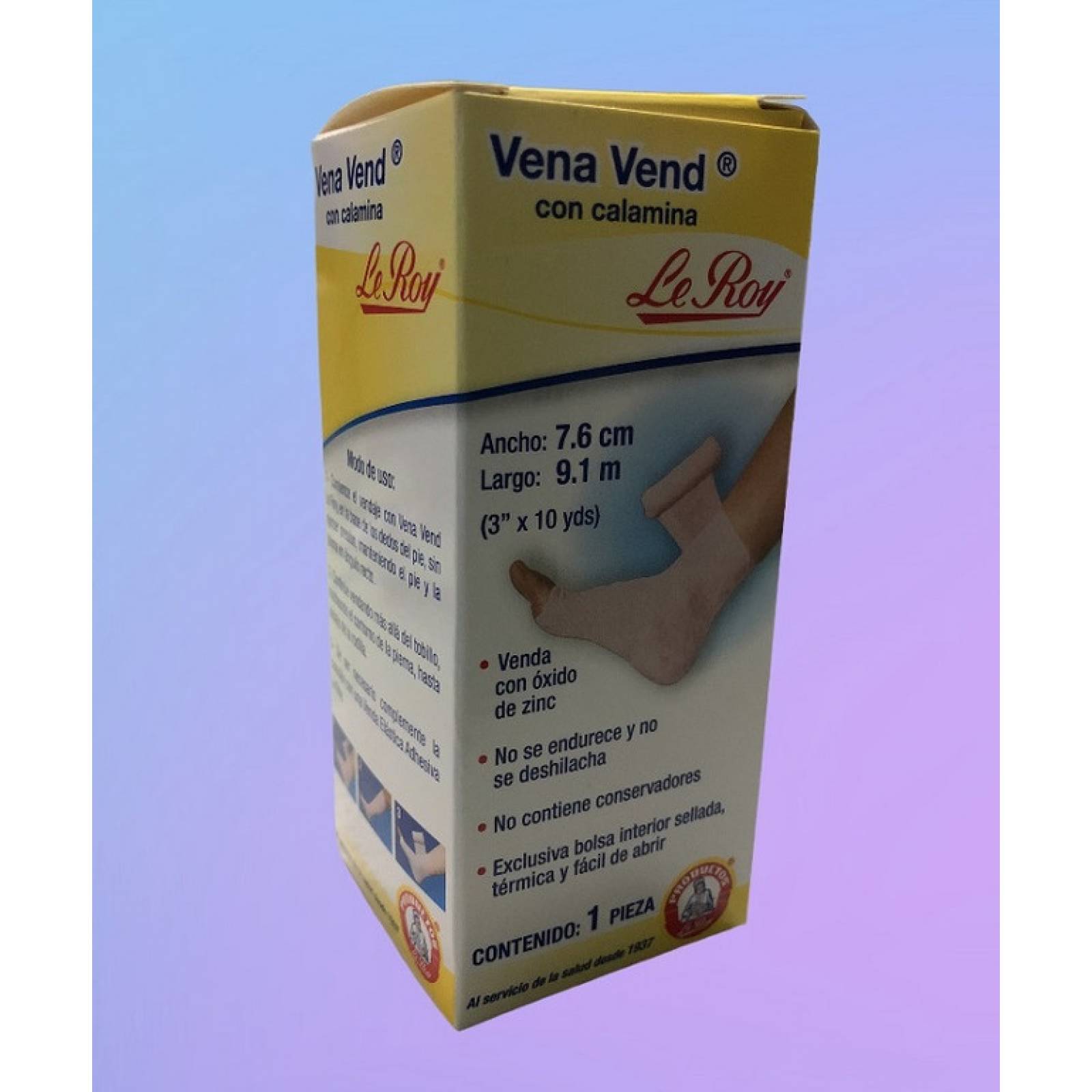 Le Roy Vena Vend Venda con Oxido Zinc 10.2 cm x 9.1 m con 1 pieza -  Laboratorios Le Roy