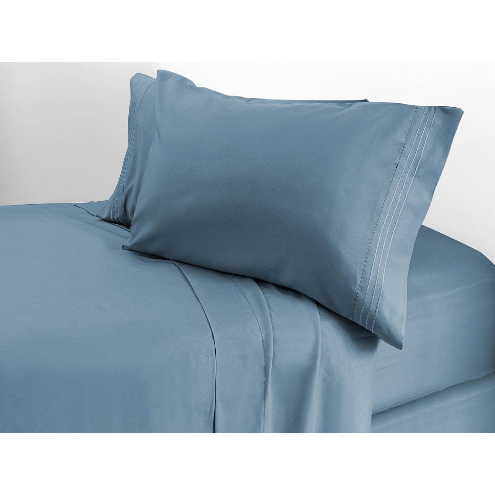 Juego de Sábanas Microfibra Color Azul Plumbago Matrimonial.