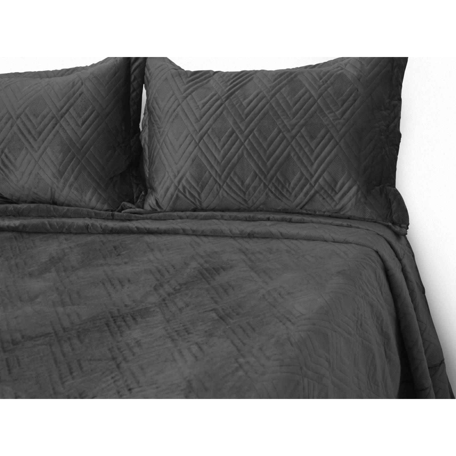 Colcha Velvet Terciopelo Gris Matrimonial + Fundas Dormireal.